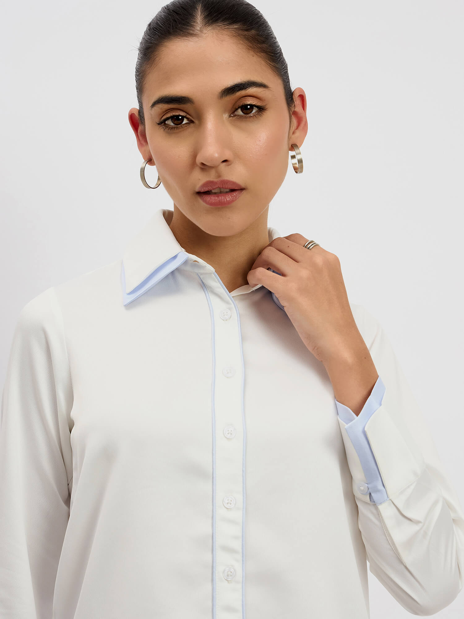 Chromatic Double Collar Shirt-White - SALT Attire