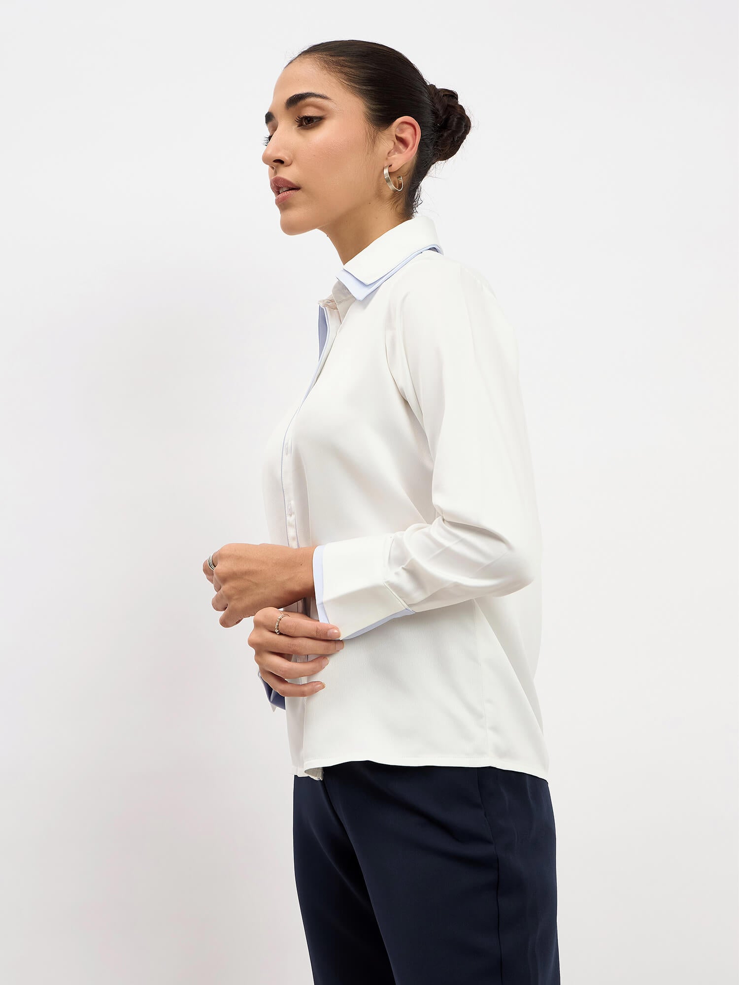 Chromatic Double Collar Shirt-White - SALT Attire