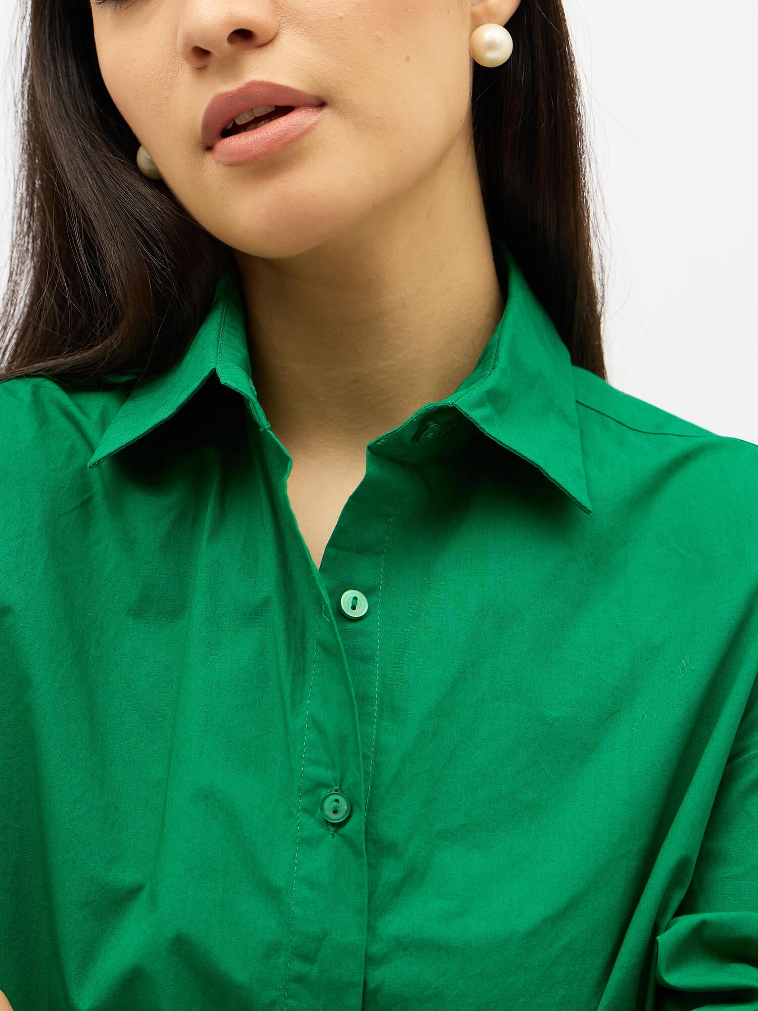 Solace Oversize Drop Shoulder Shirt-Green