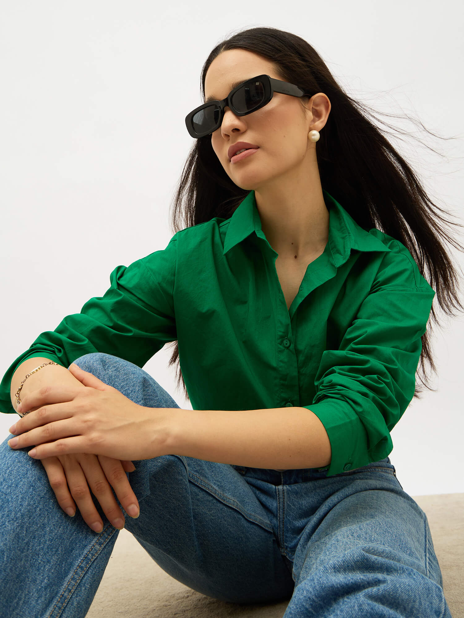 Solace Oversize Drop Shoulder Shirt-Green