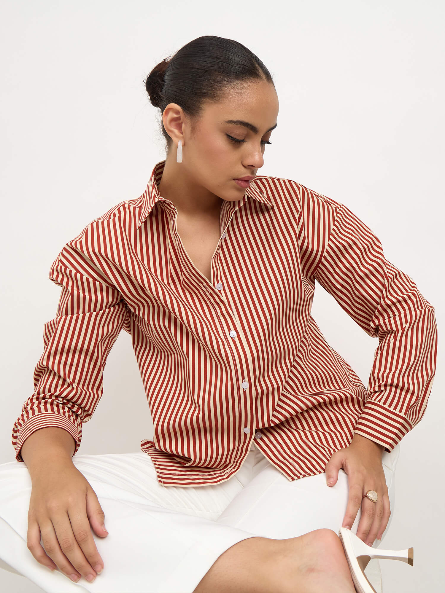 Solace Oversize Drop Shoulder Shirt-Maroon & Yellow