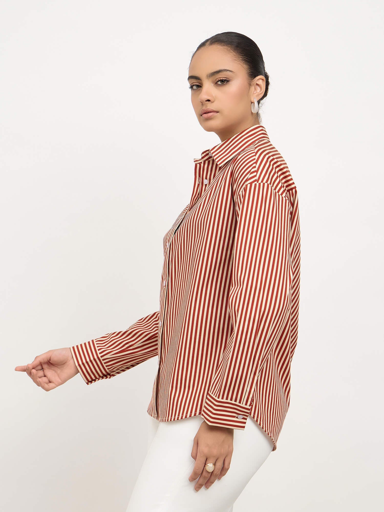 Solace Oversize Drop Shoulder Shirt-Maroon & Yellow