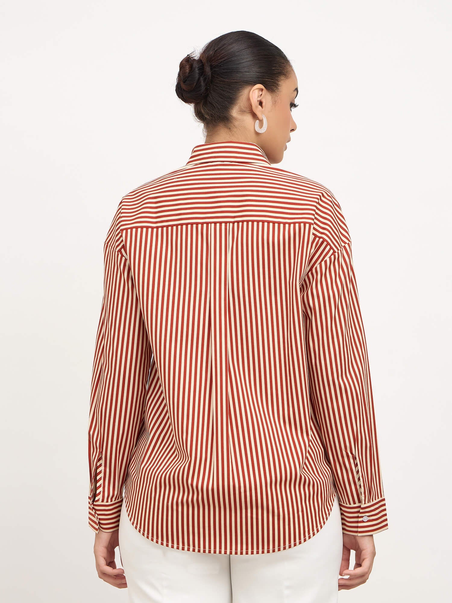 Solace Oversize Drop Shoulder Shirt-Maroon & Yellow