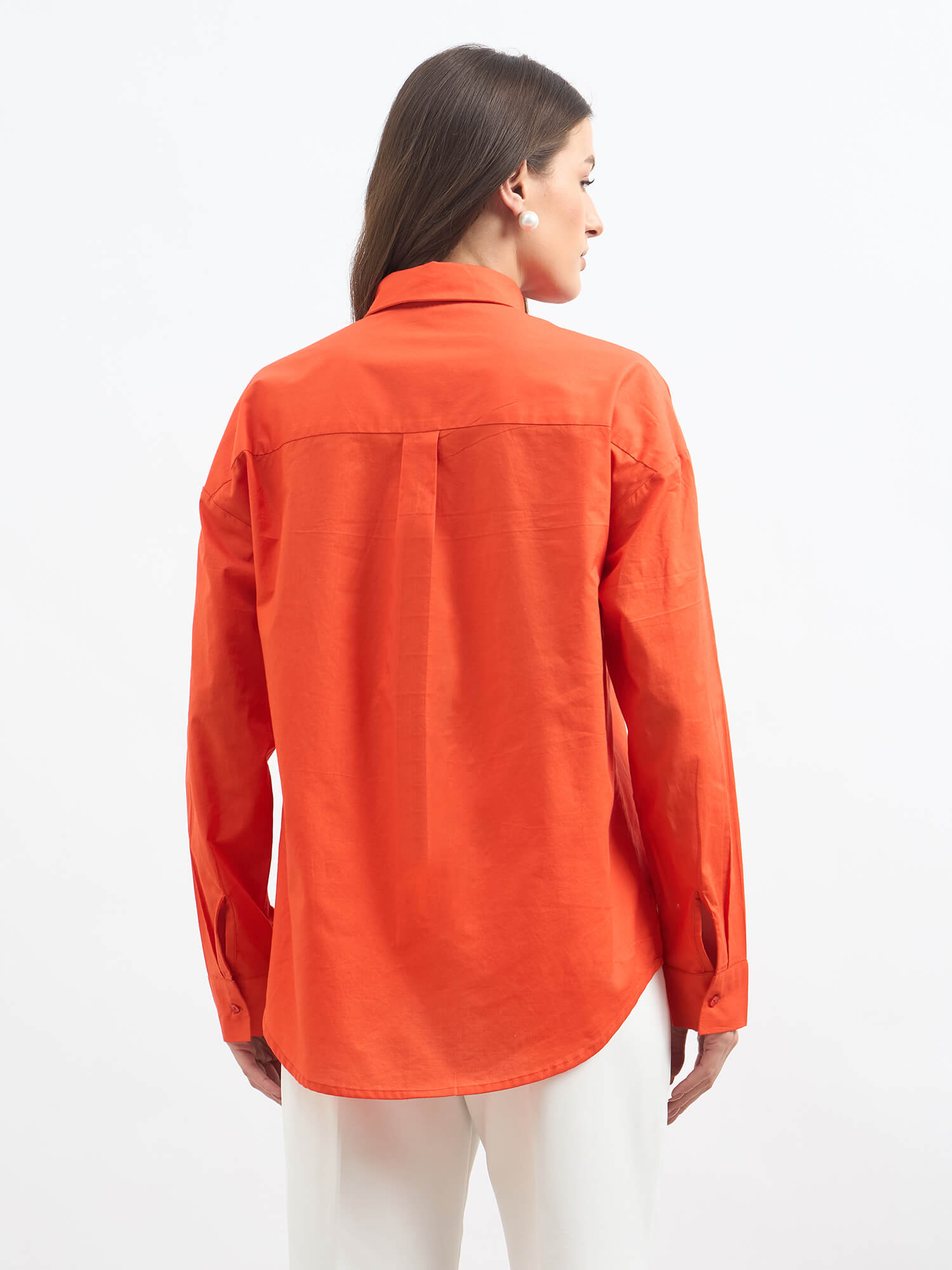 Solace Oversize Drop Shoulder Shirt-Tangerine
