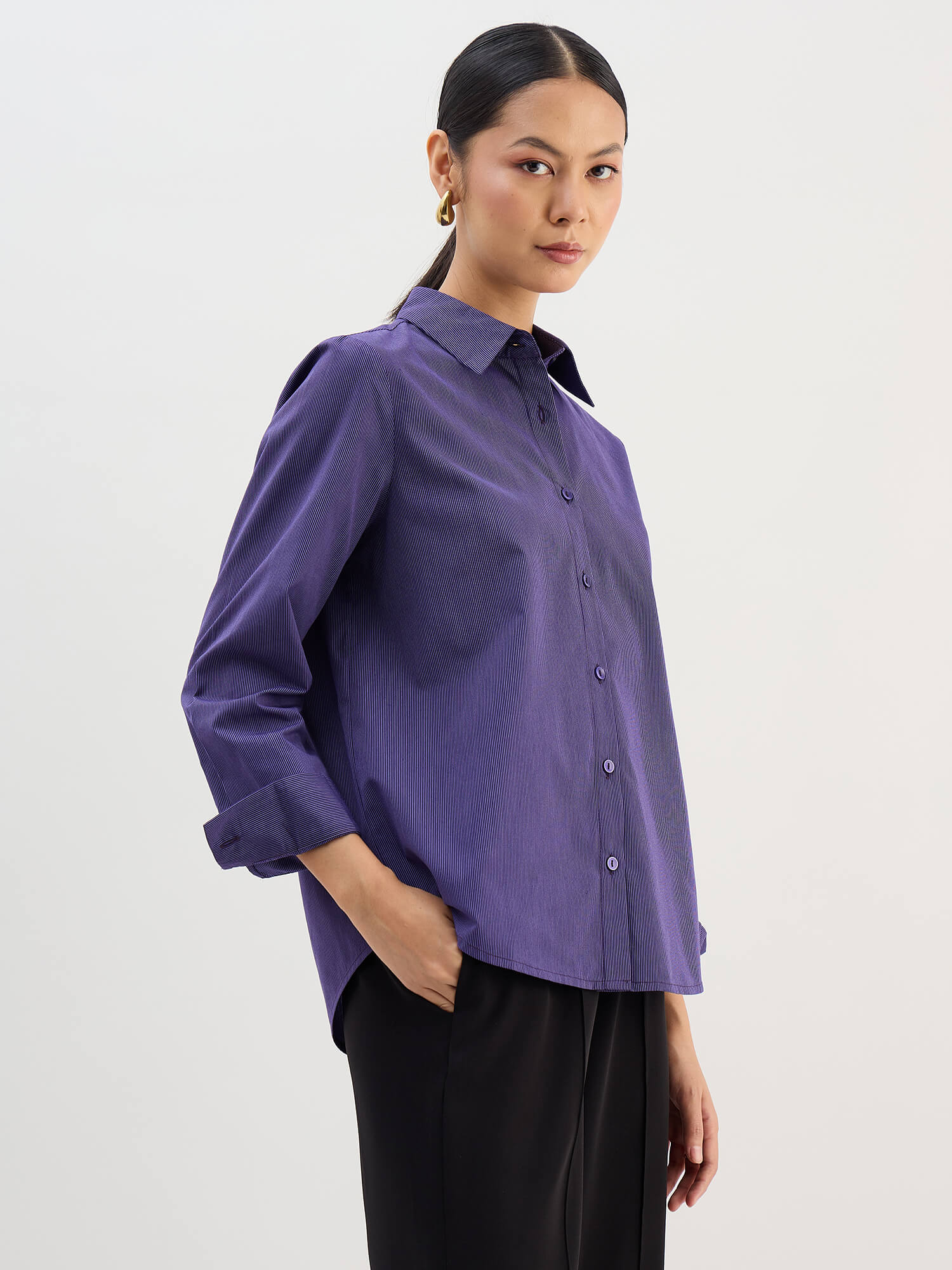 Azella Relax Fit Shirt-Purple