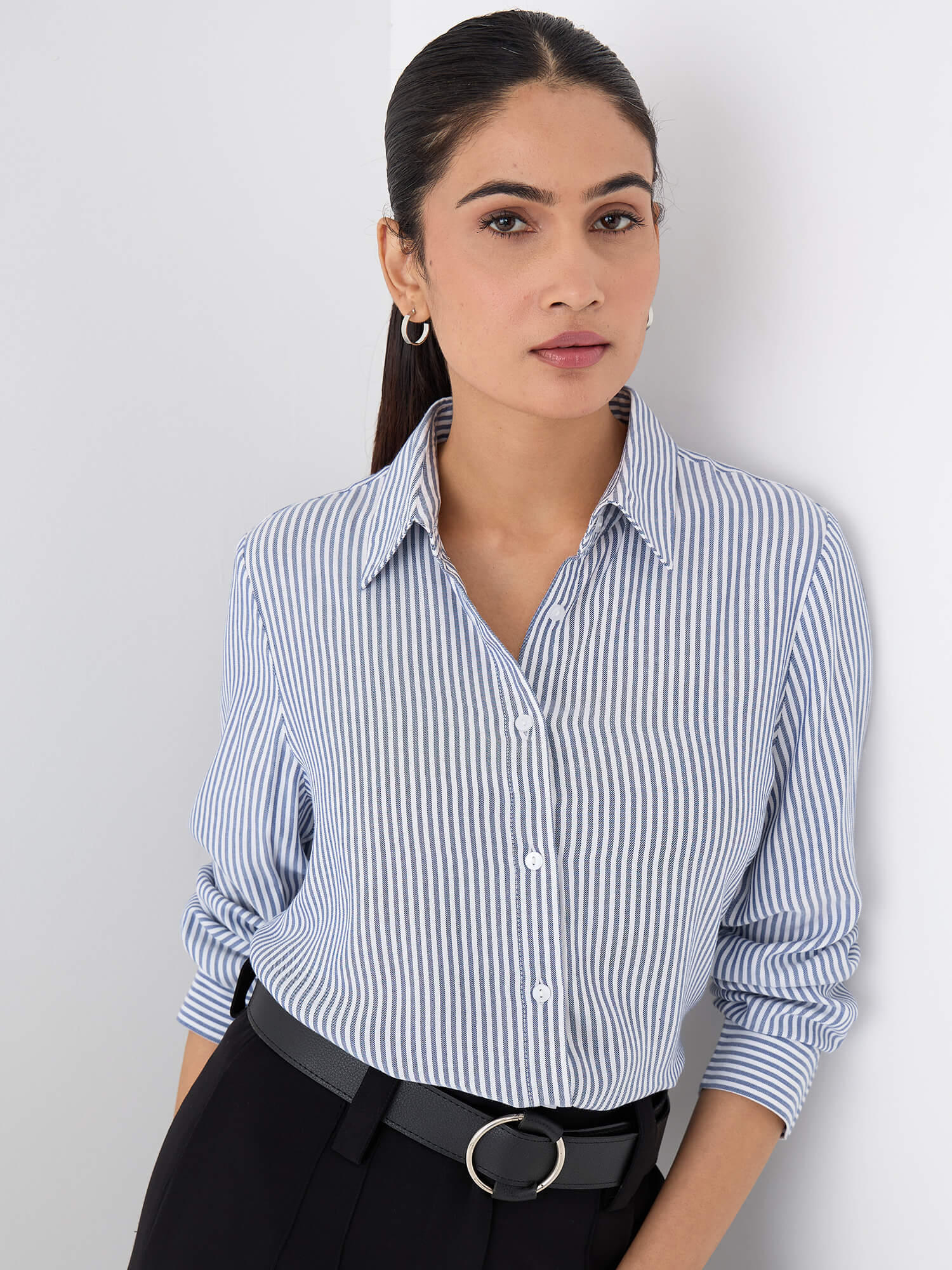 Nerina Relax Fit Shirt-Blue&White