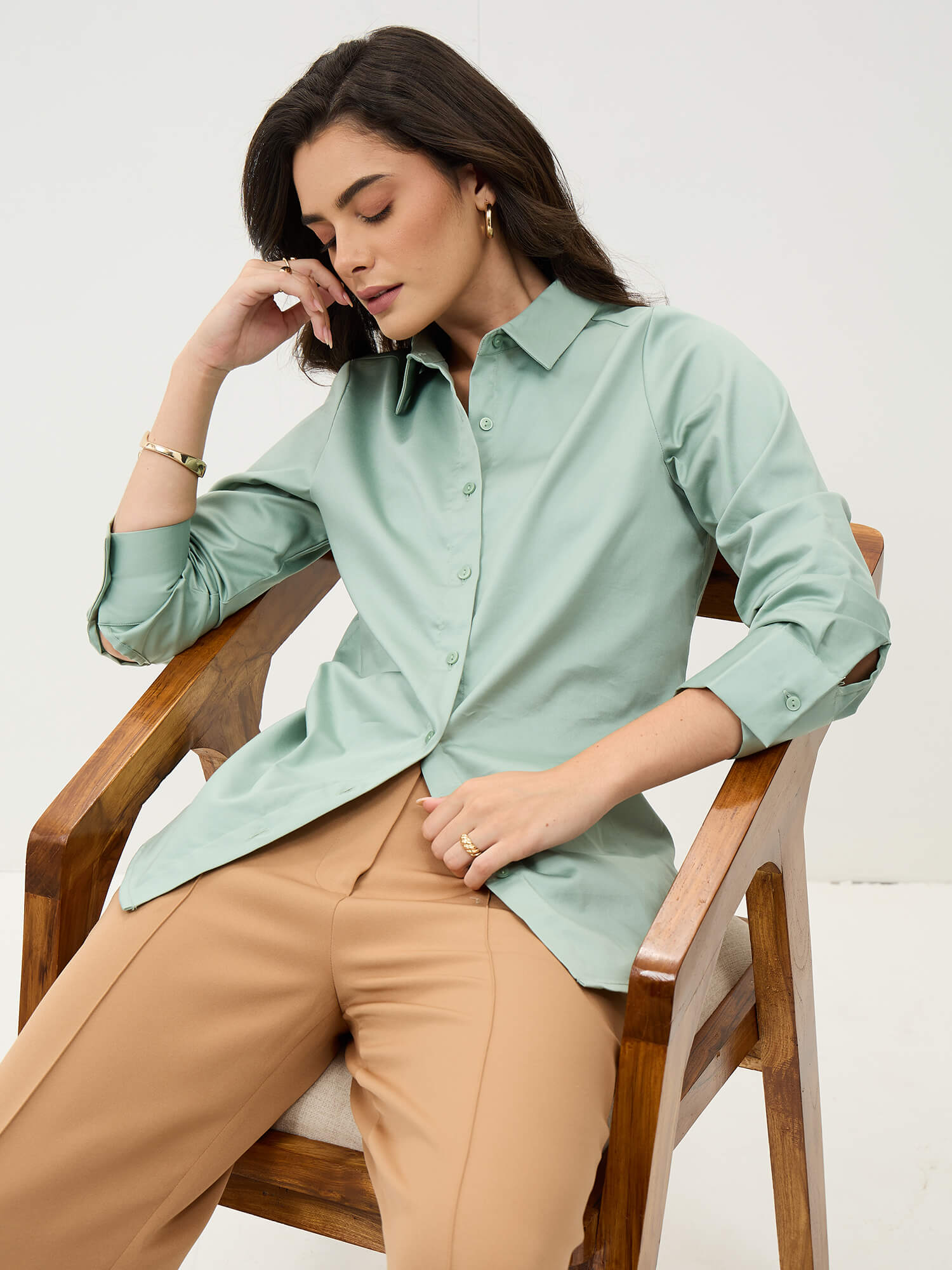 Pristelle Button Down Shirt-Sea Green