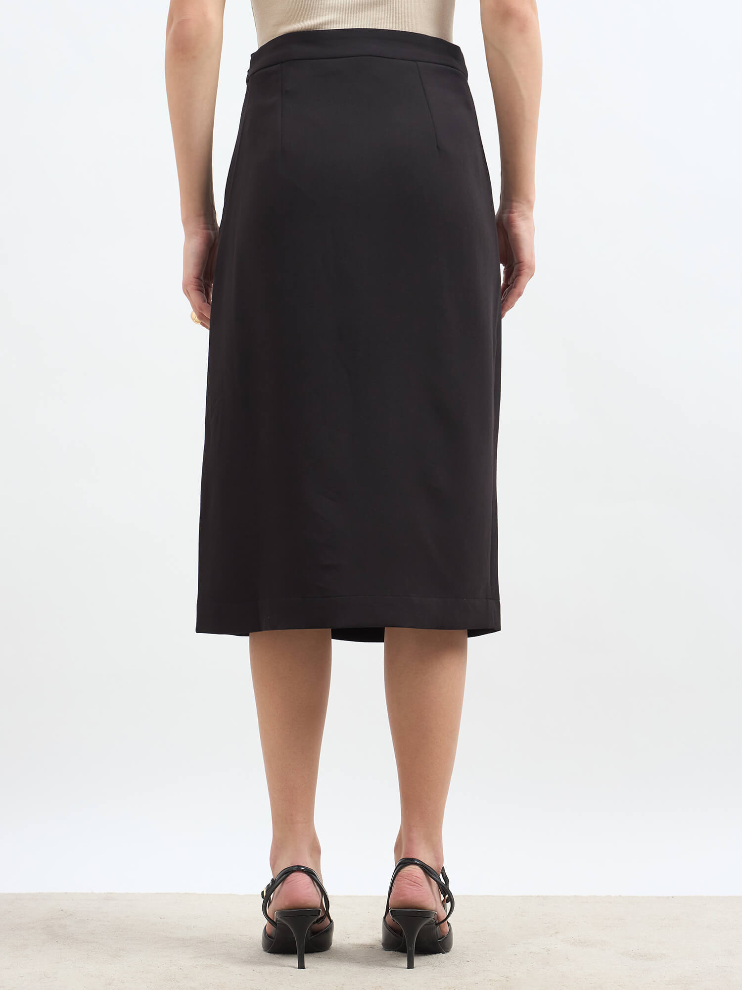 Artsy Flap Detailing Skirt - Jet Black