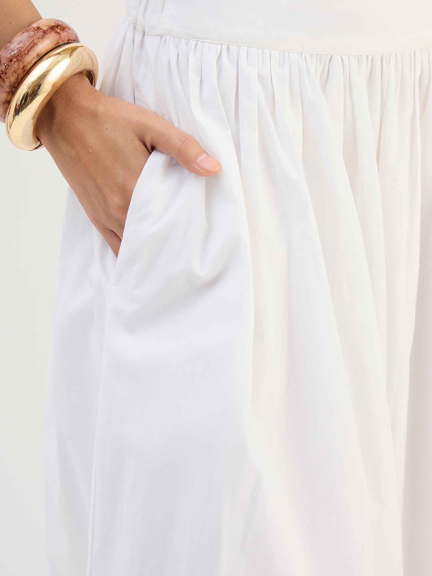 Ardena Elasticated Poplin Skirt-White
