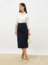 Ardor Pencil Fit Skirt-Navy