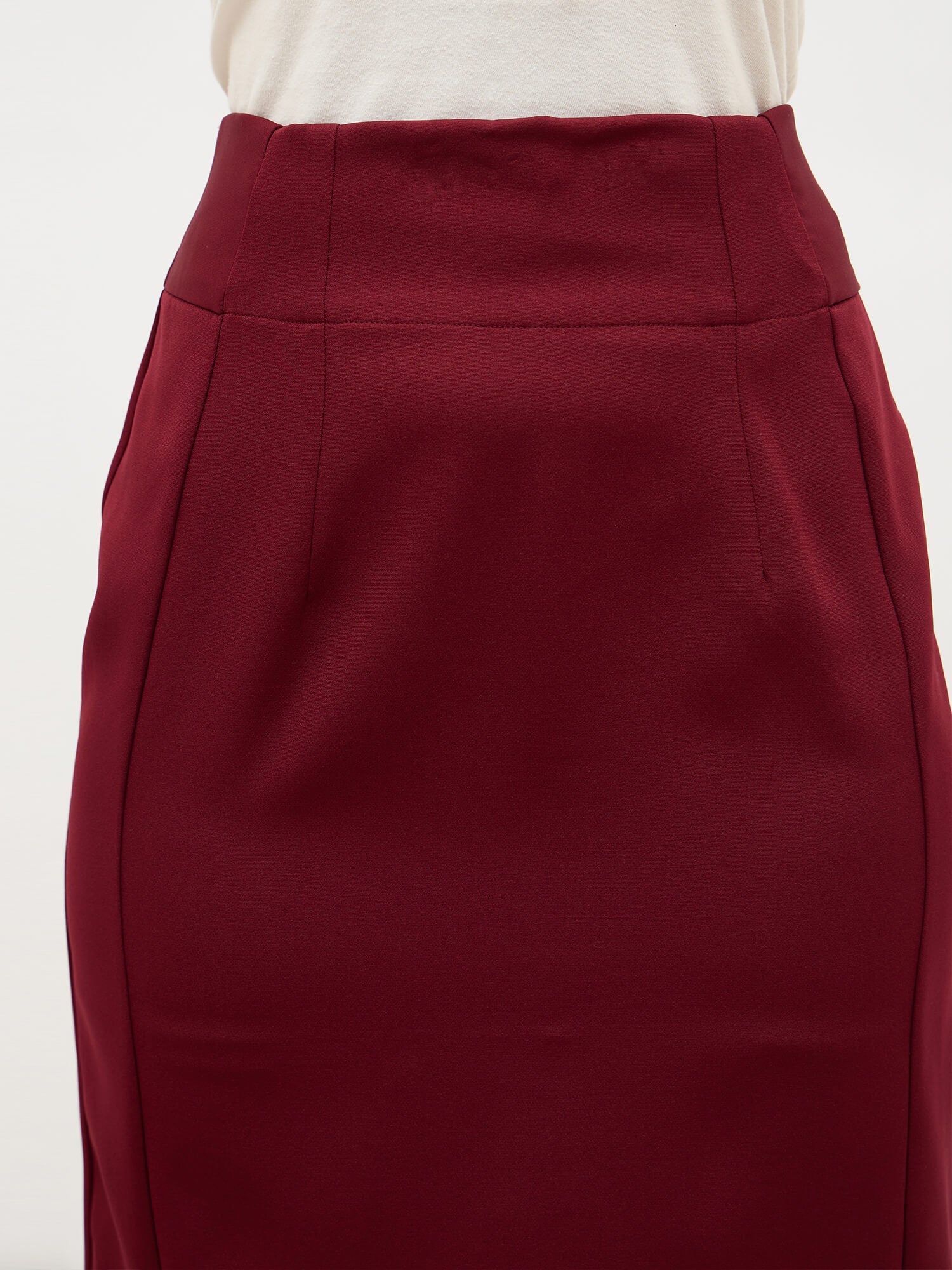 Fierce Panelled Pencil Skirt-Maroon