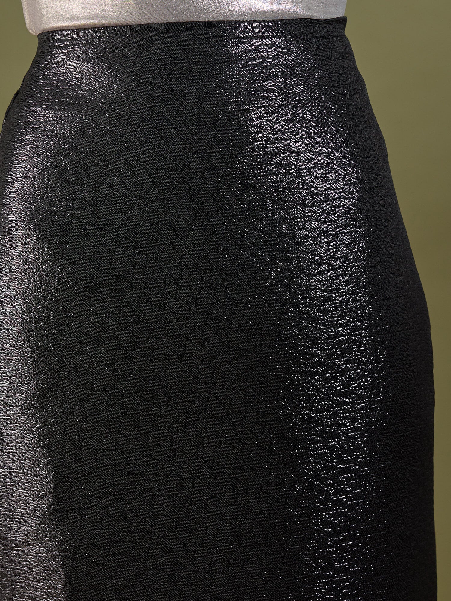 Anora Jacquard Pencil Skirt-Black