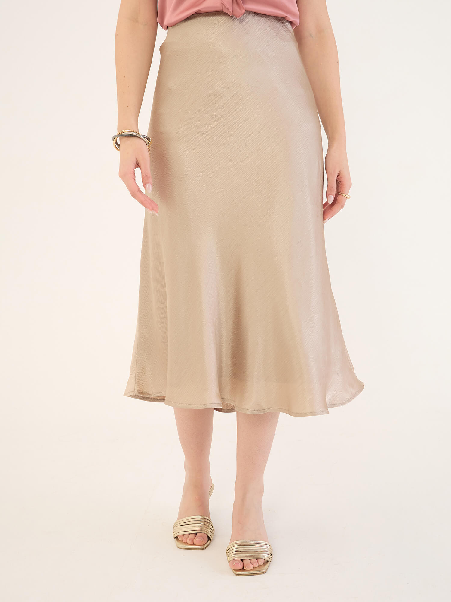 Raya Satin Skirt-Gold