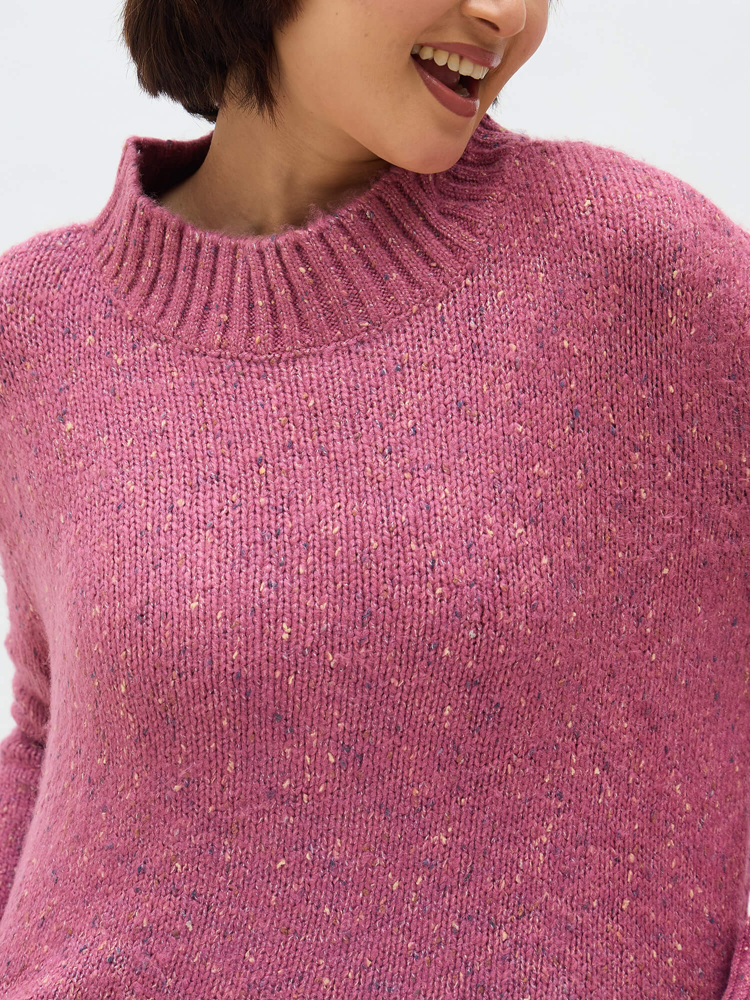 Eloise Melange Knit Sweater - Rose Pink