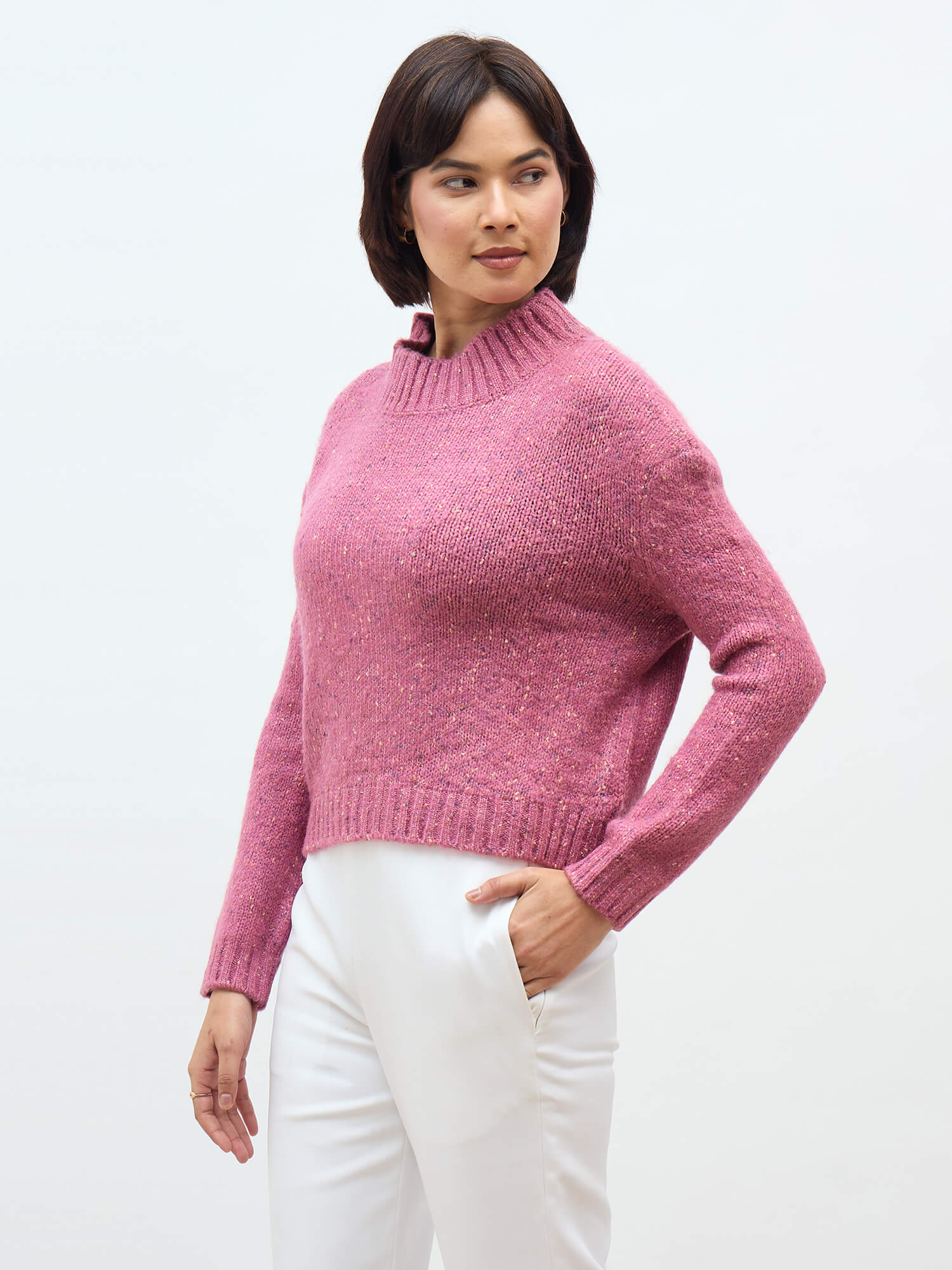Eloise Melange Knit Sweater - Rose Pink
