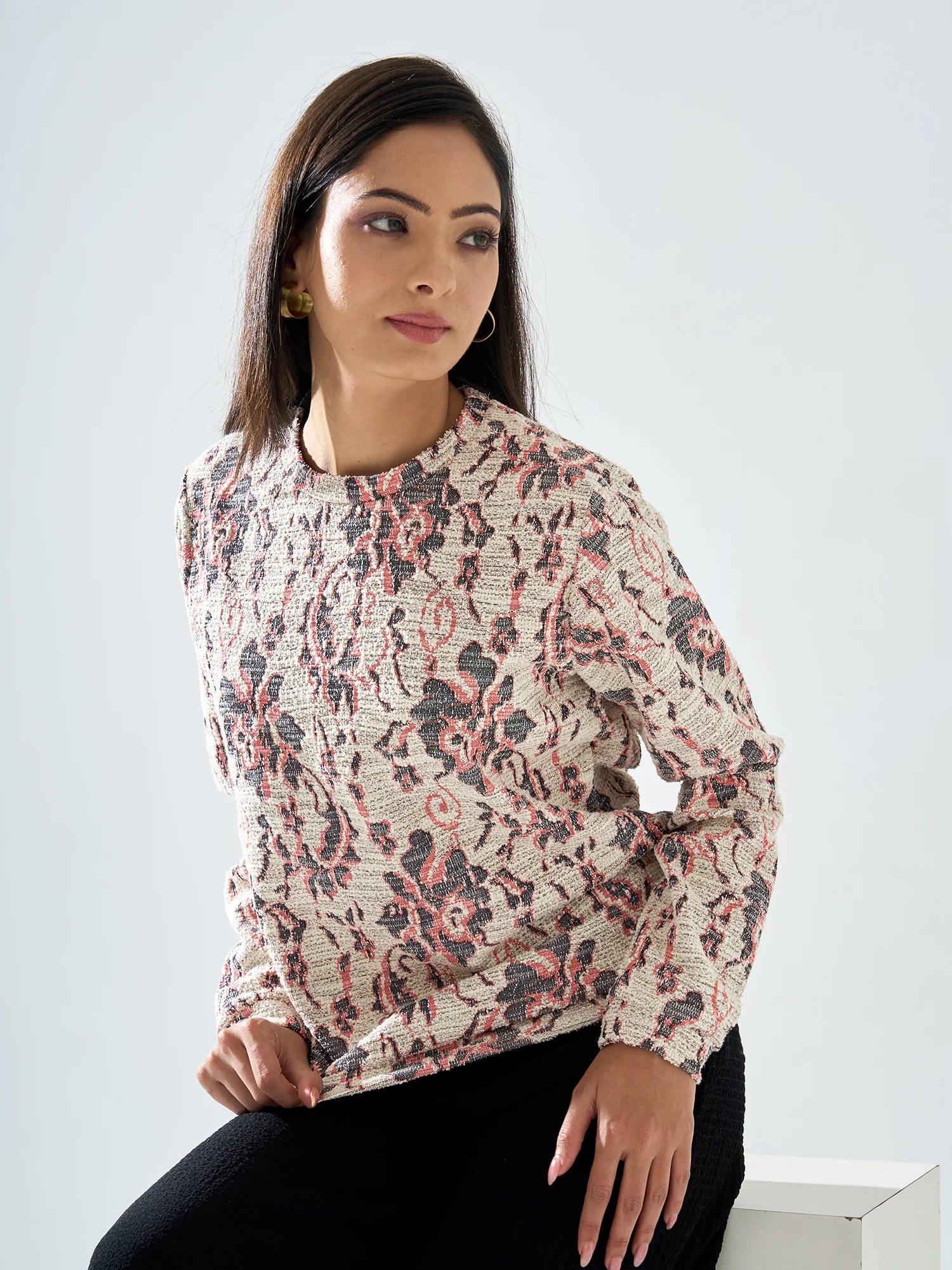 Vanessa Jacquard Floral Jumper - Multicolor