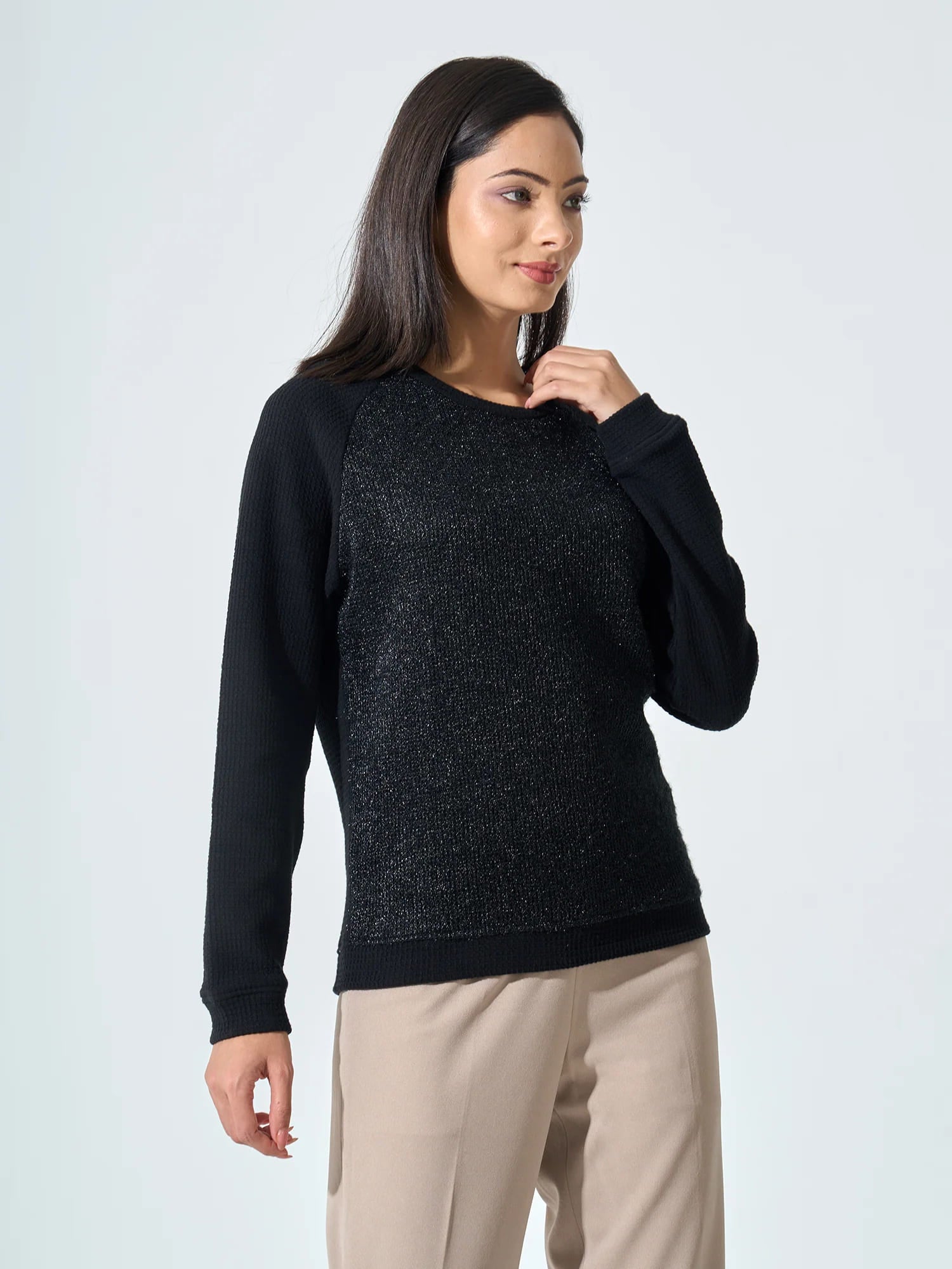 Eva Raglan Sleeves Jumper - Black