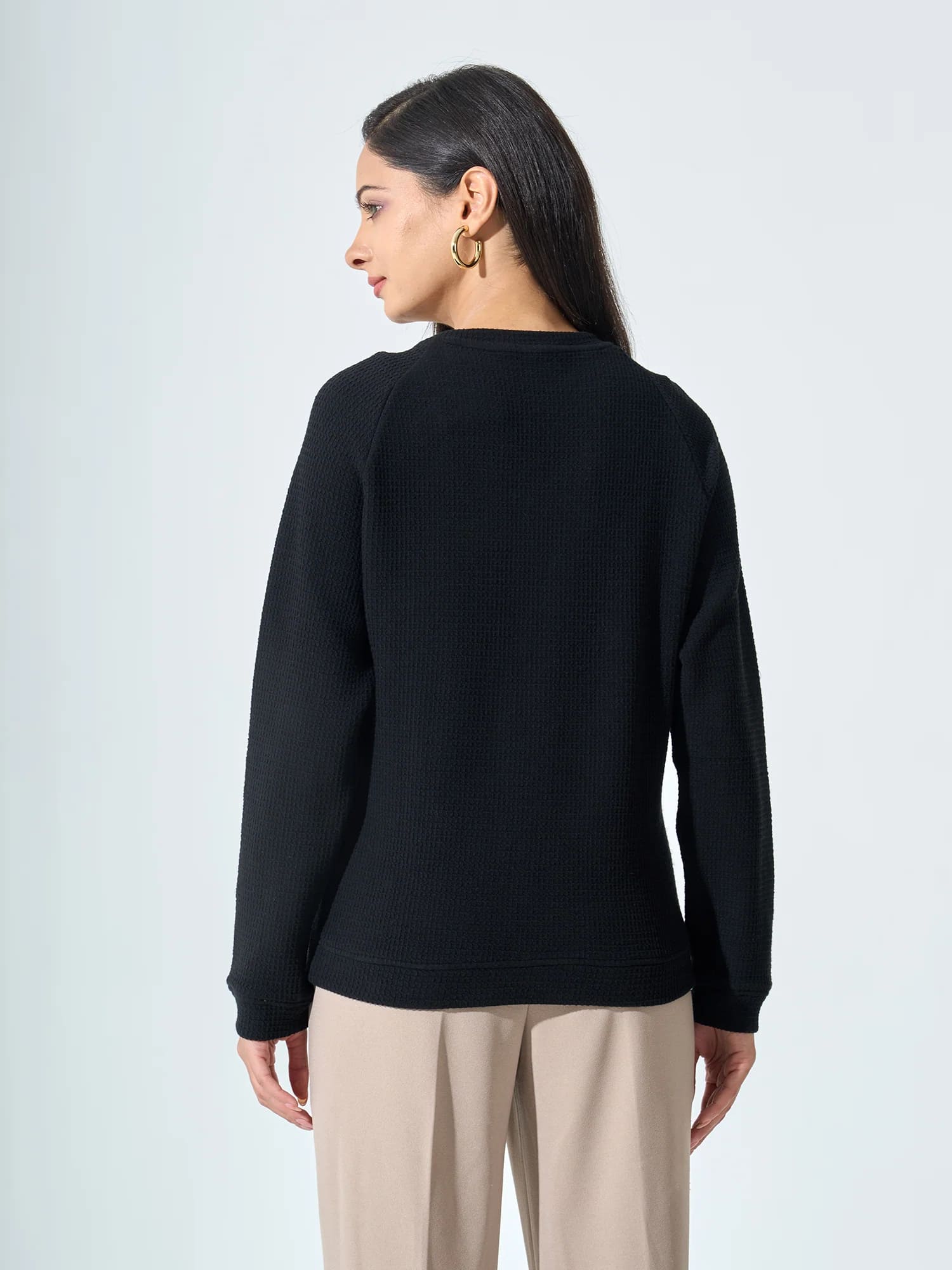 Eva Raglan Sleeves Jumper - Black