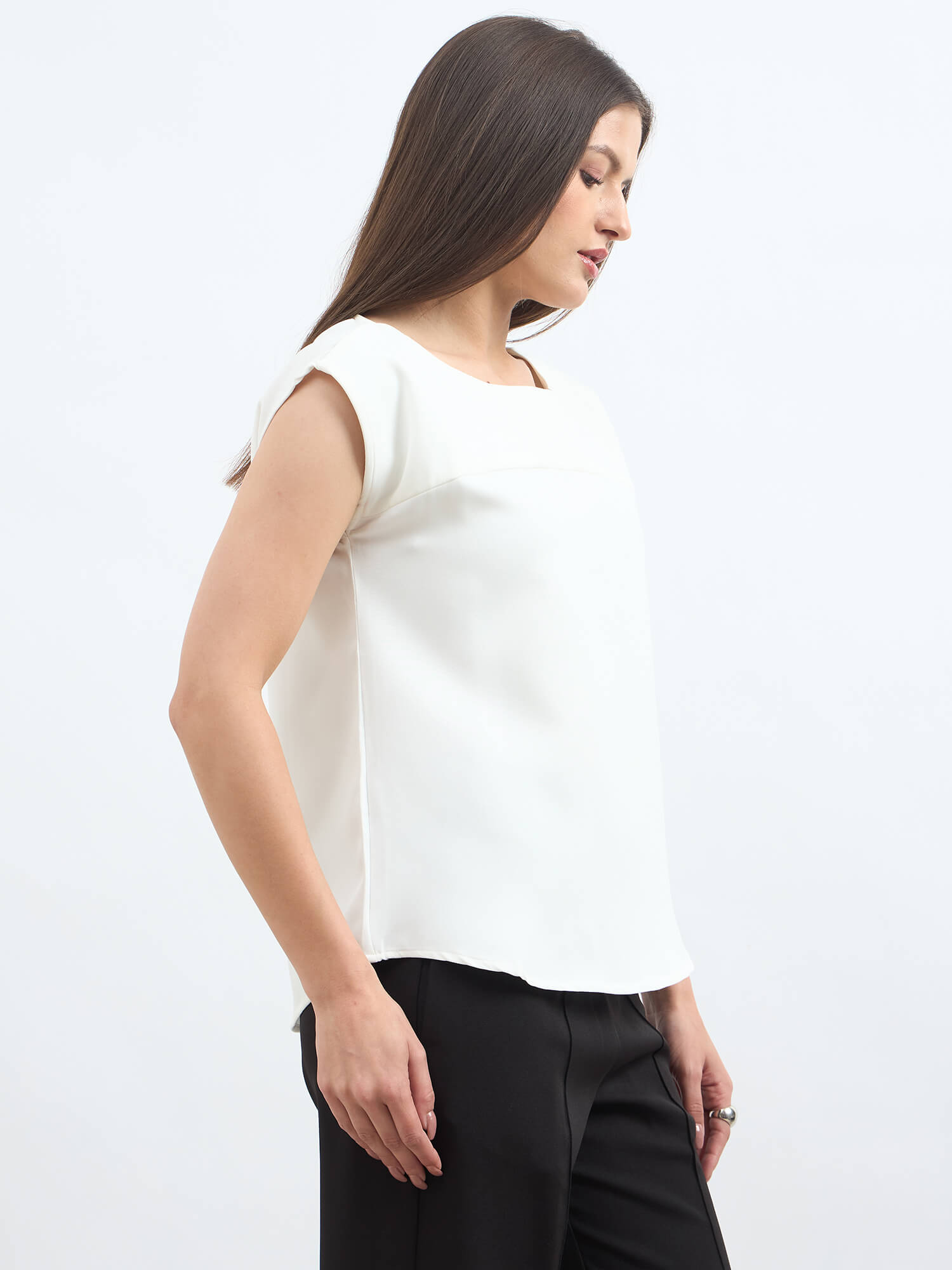 Creative-White Drop shoulder top - White