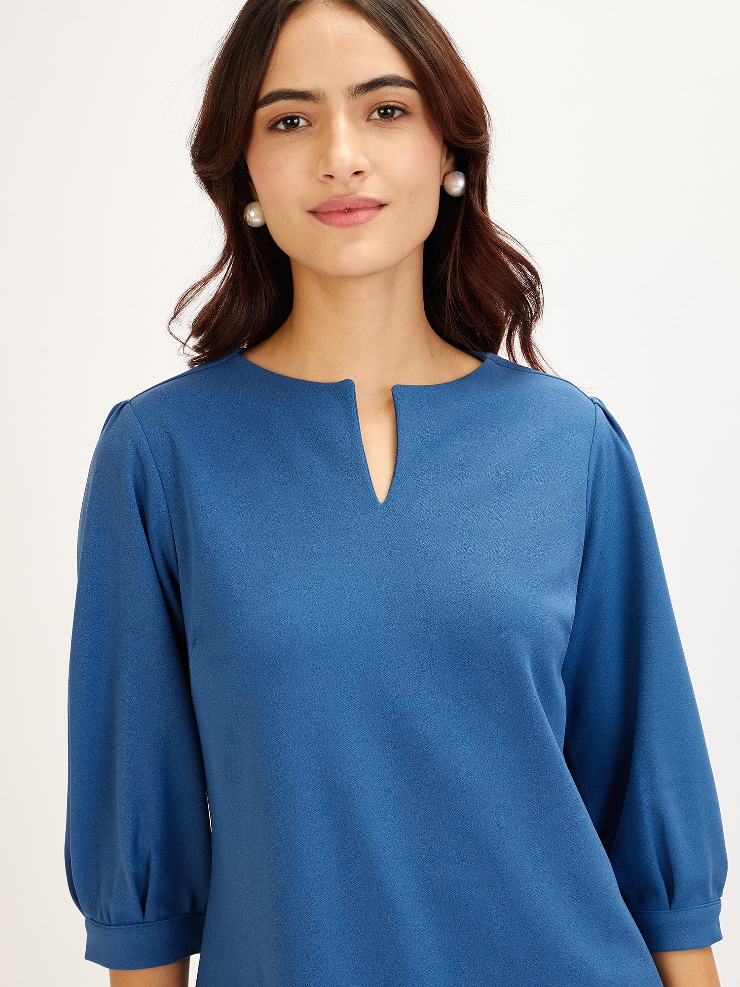 Iridium Turn-up Neck Top-English Blue