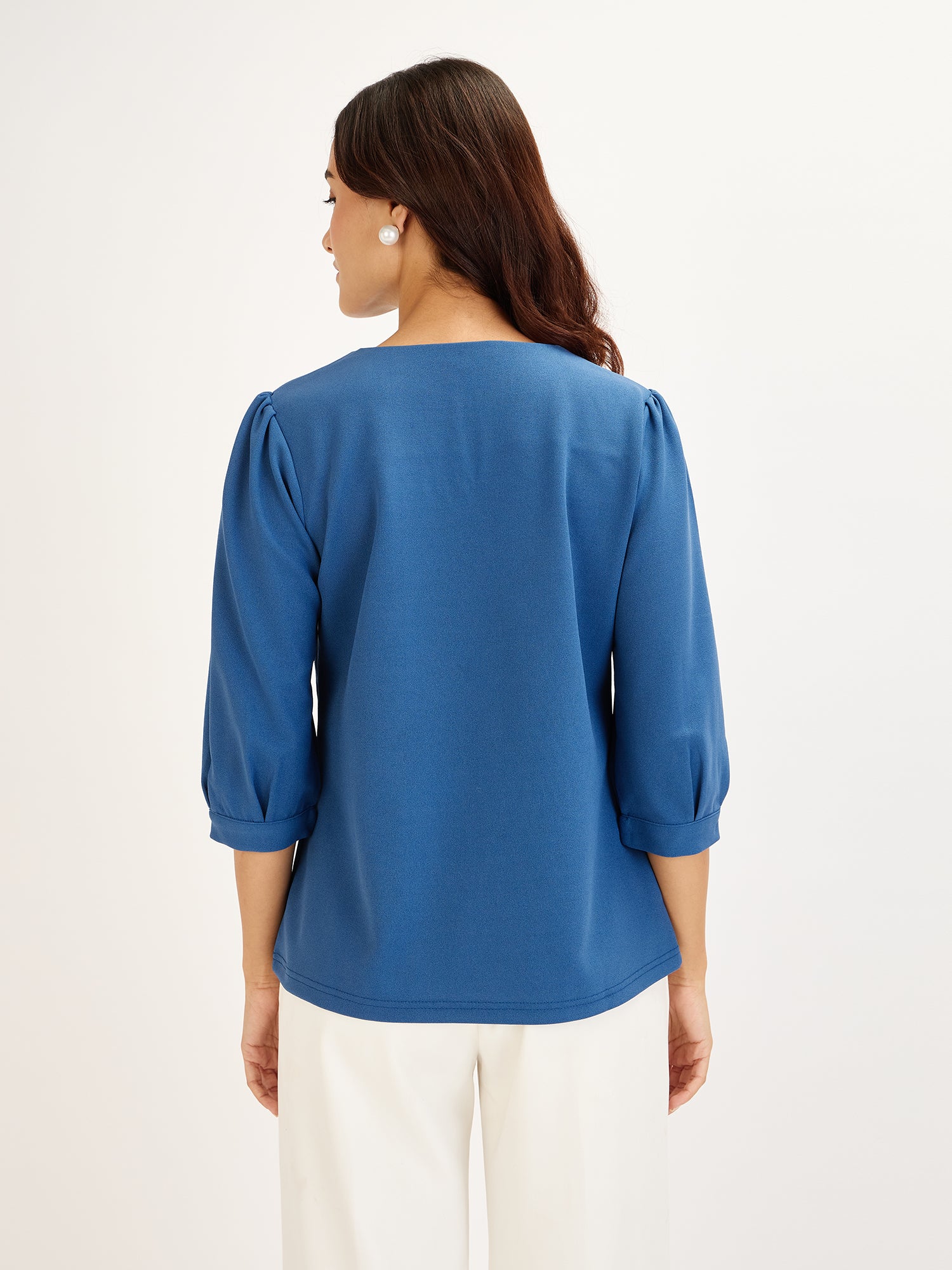 Iridium Turn-up Neck Top-English Blue