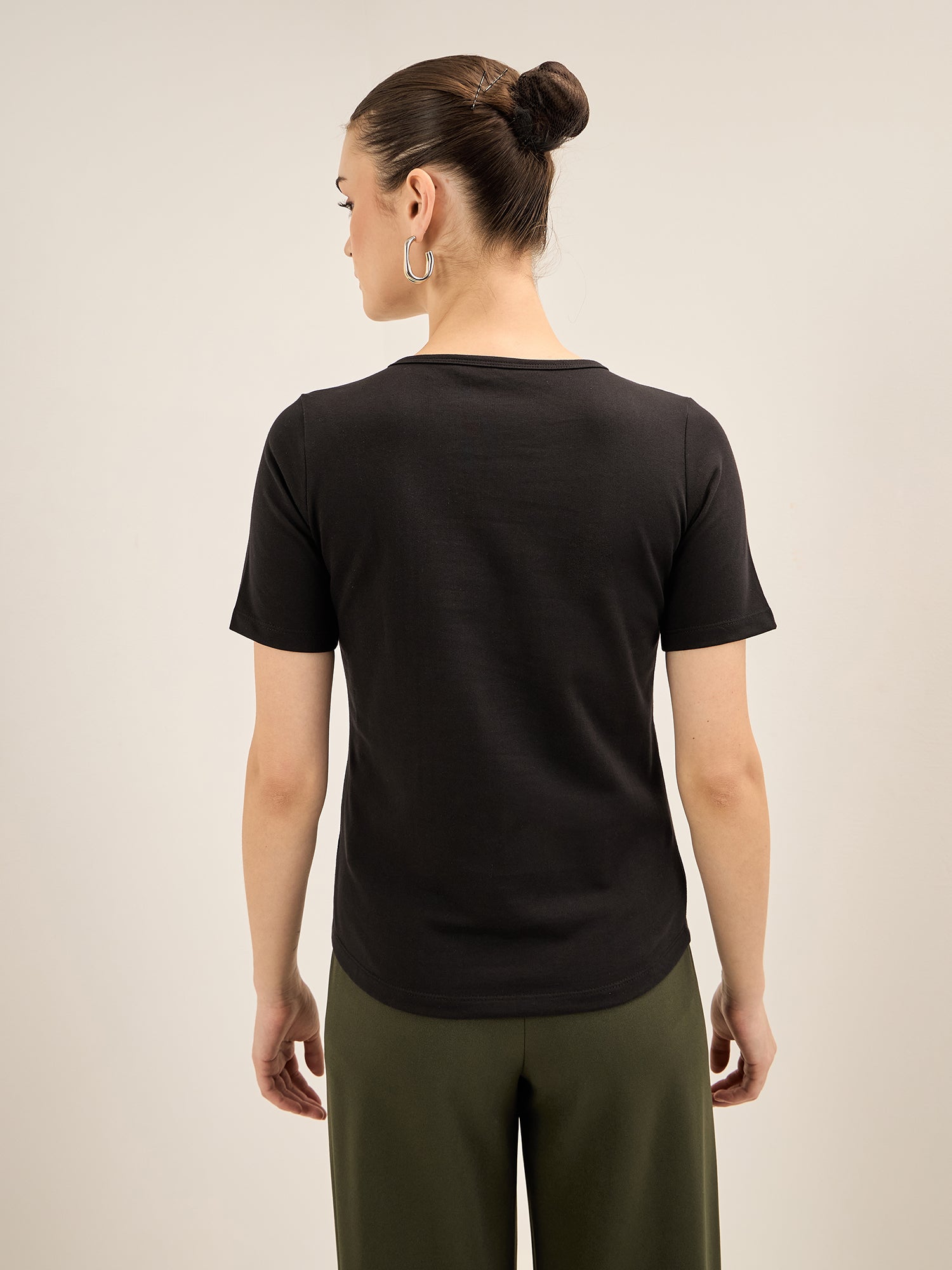 Doodle Tee-Black Applique T-Shirt - Black & White