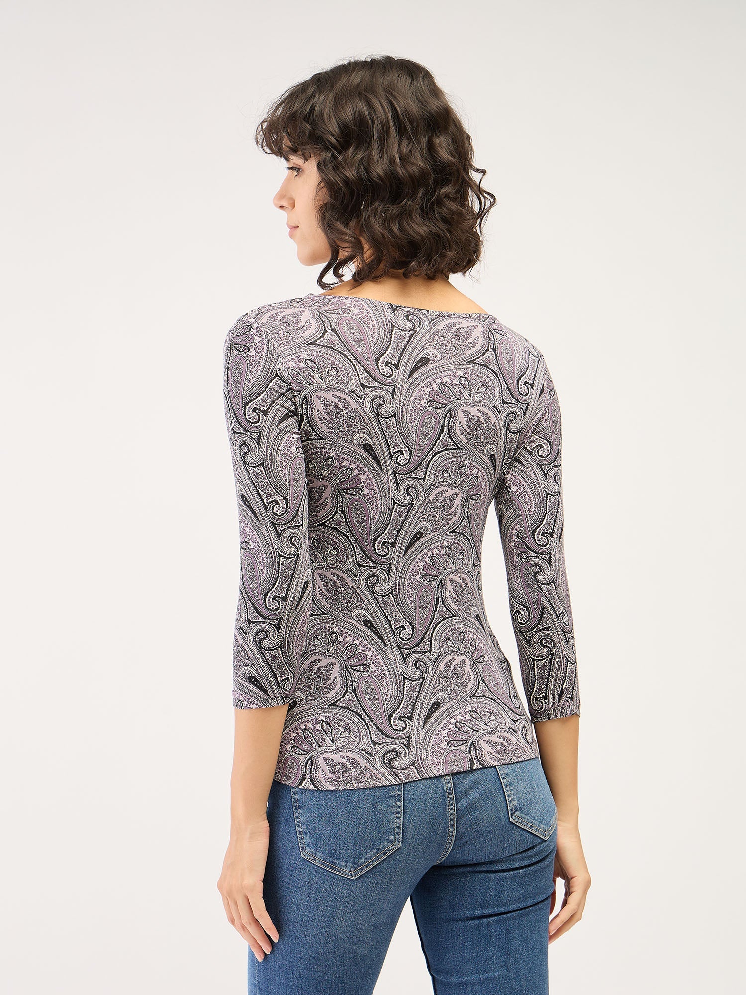 Tender Paisley Scoop Neck T-Shirt-Blue