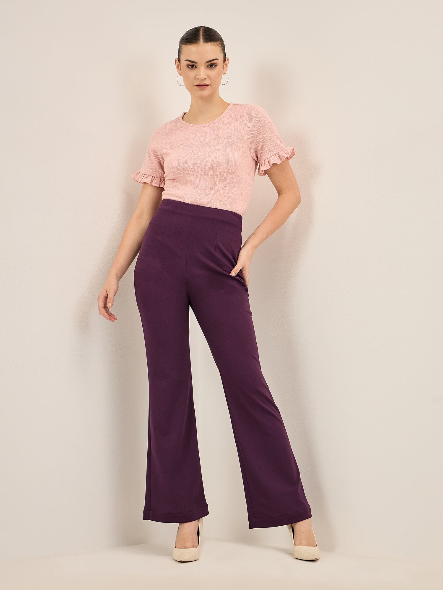 Supple Tee-Pink Ruffled Sleeves T-Shirt - Pink