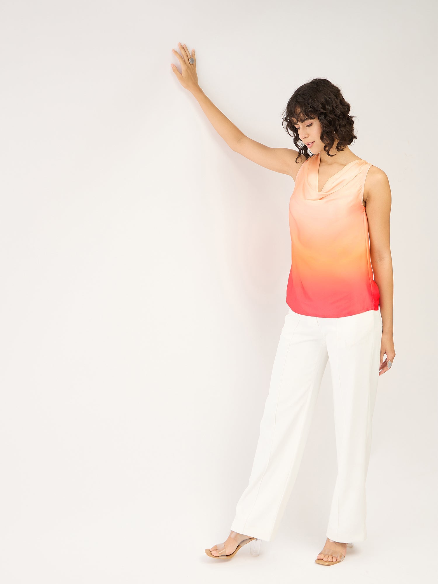 Cuba Ombre Sleeveless Cowl Neck Top - Multicolor