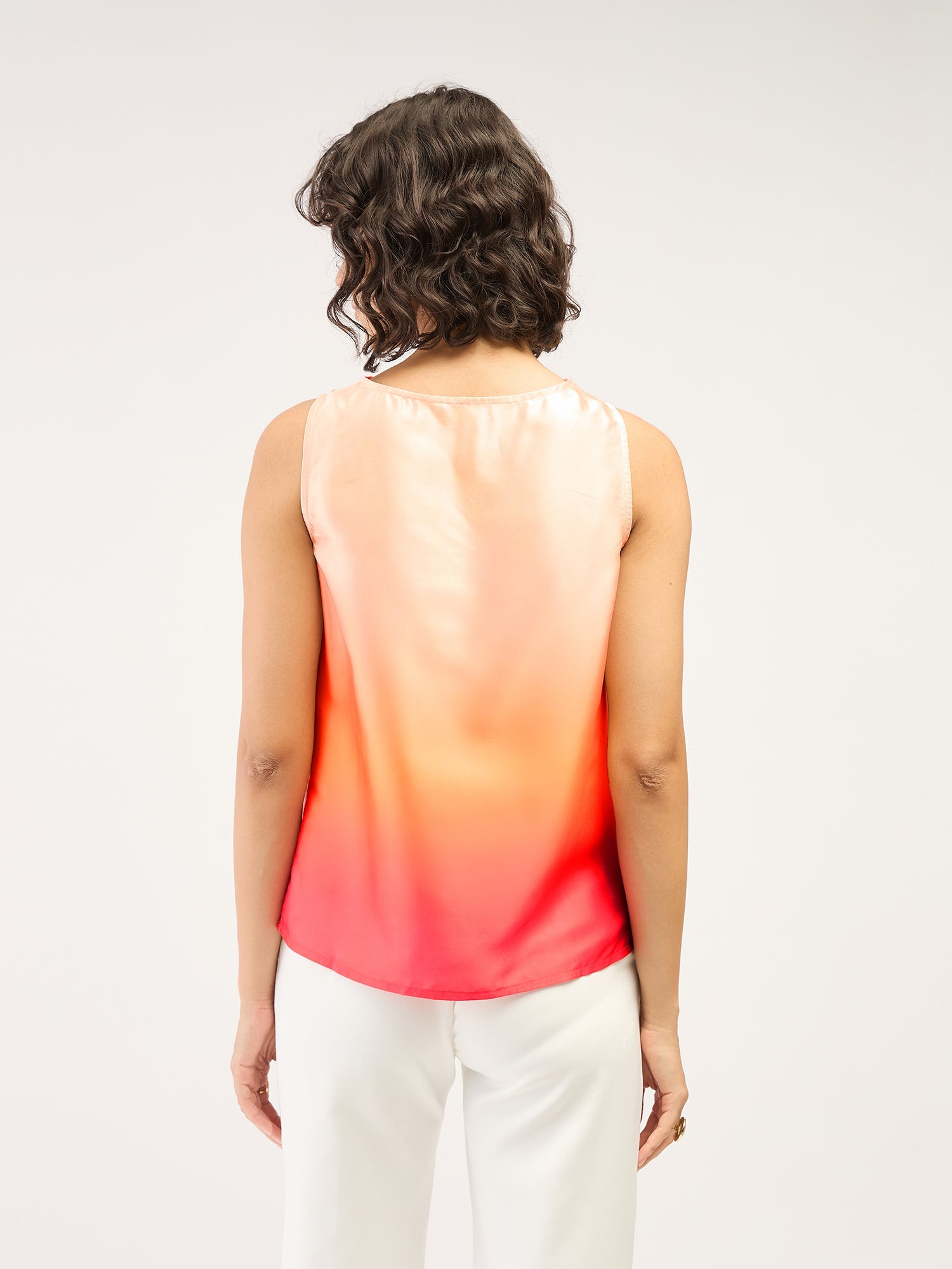 Cuba Ombre Sleeveless Cowl Neck Top - Multicolor