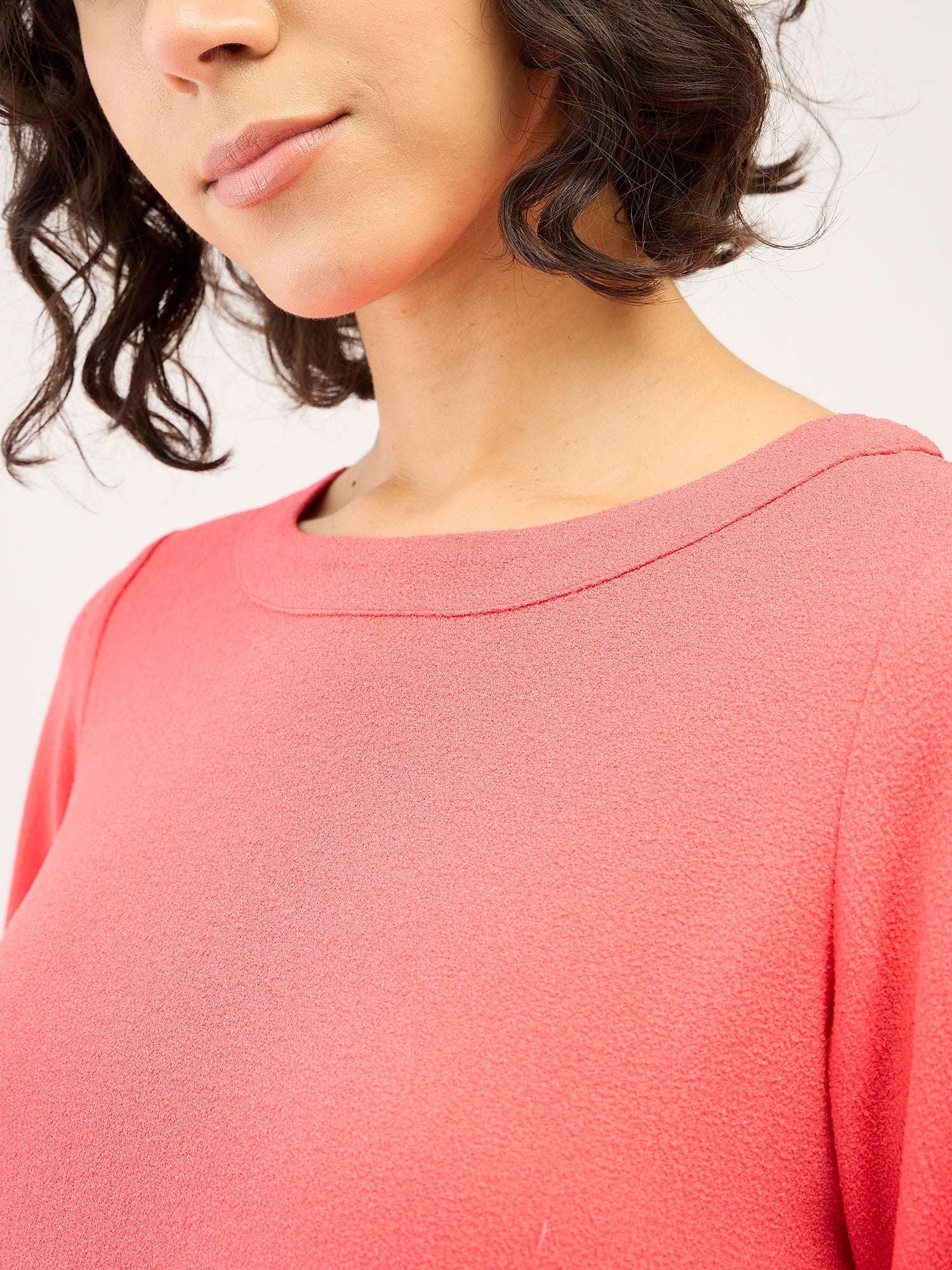 Nectarine Puffed Sleeves Top-Neon Pink