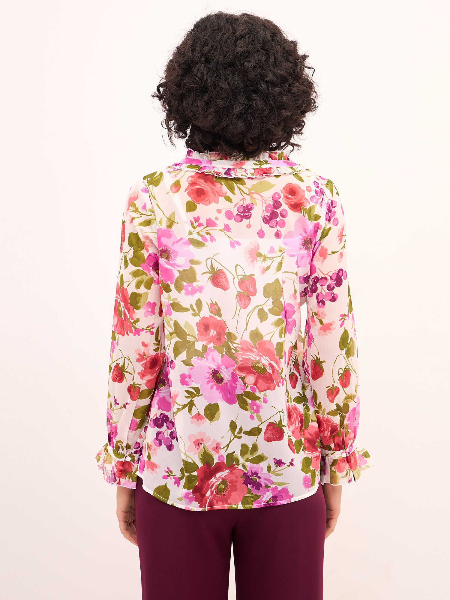 Lizzie Floral Ruffled Top - Multicolor