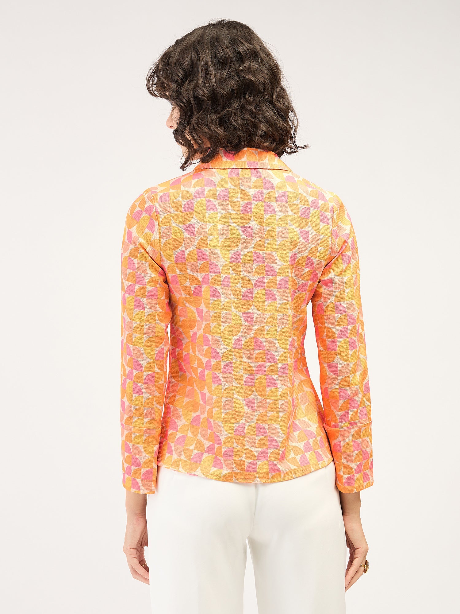 Axiom Geometric Collared Top - Multicolor