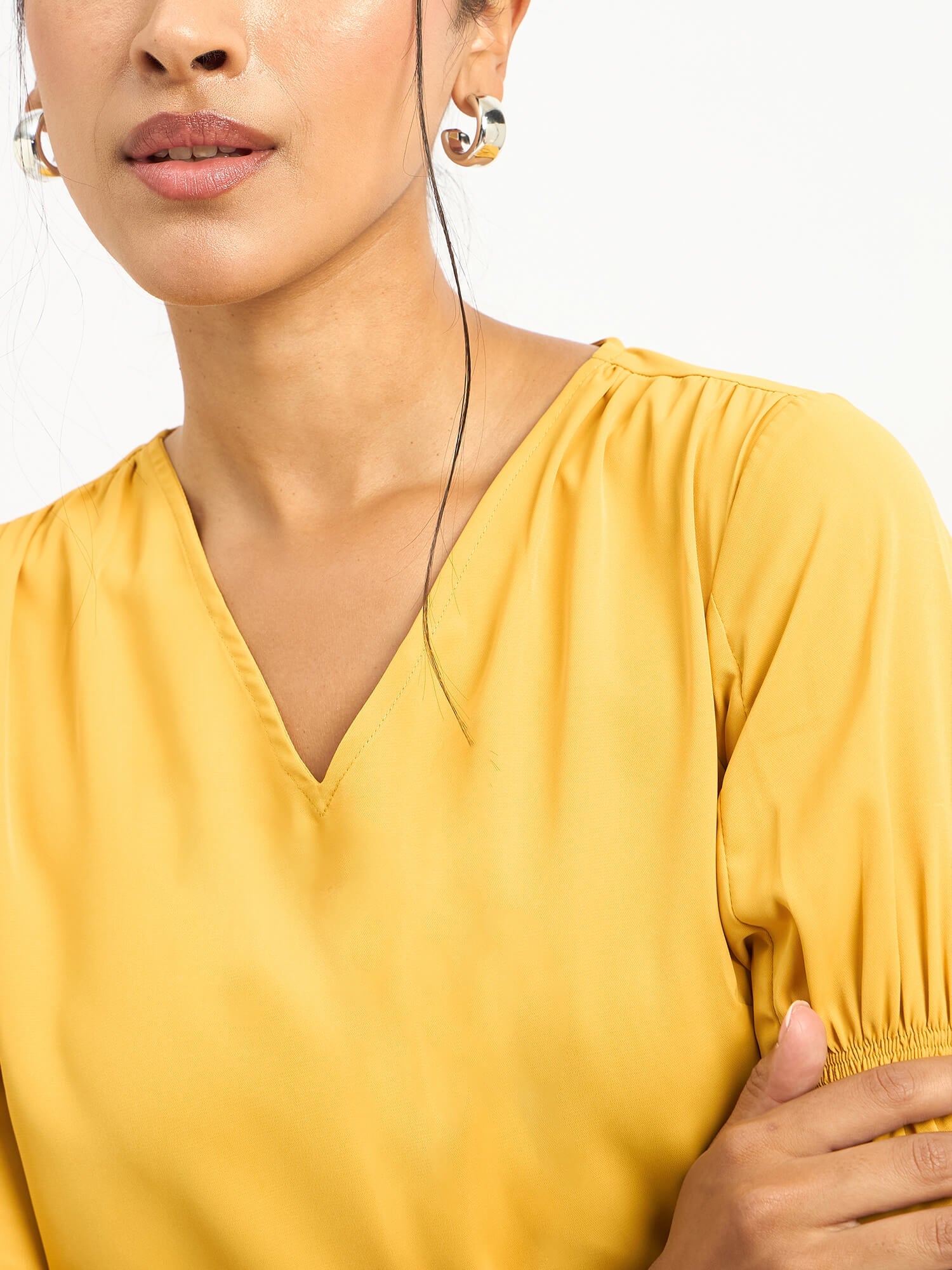 Mango Margarita Smocked Sleeves Top - Yellow