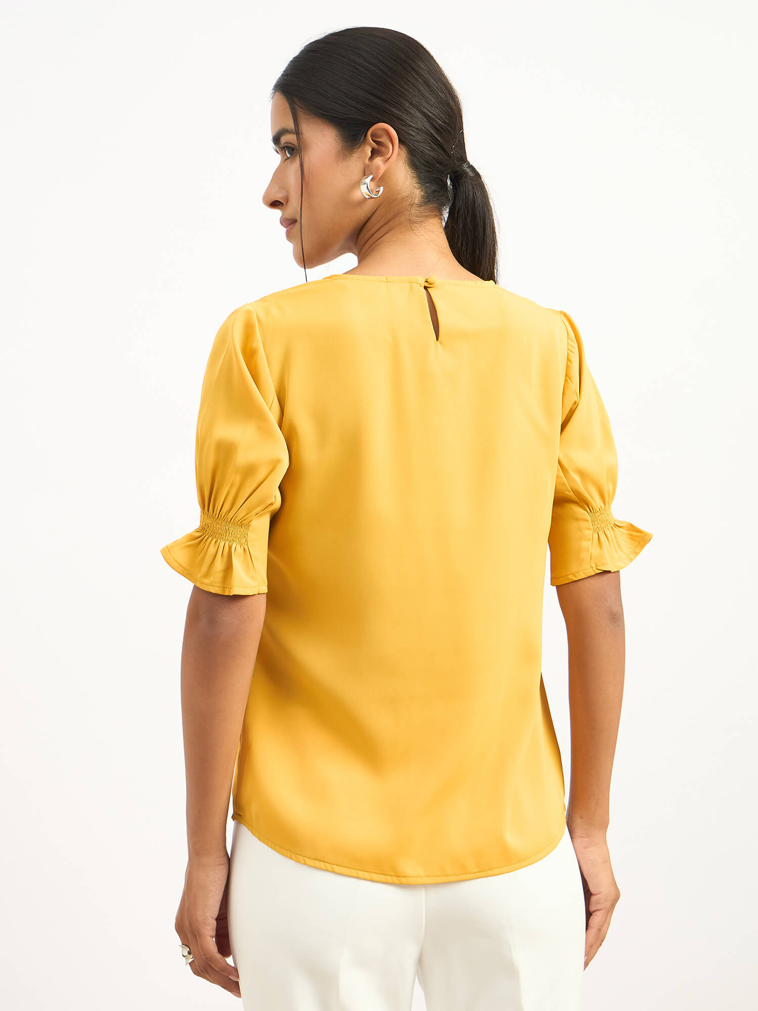 Mango Margarita Smocked Sleeves Top - Yellow