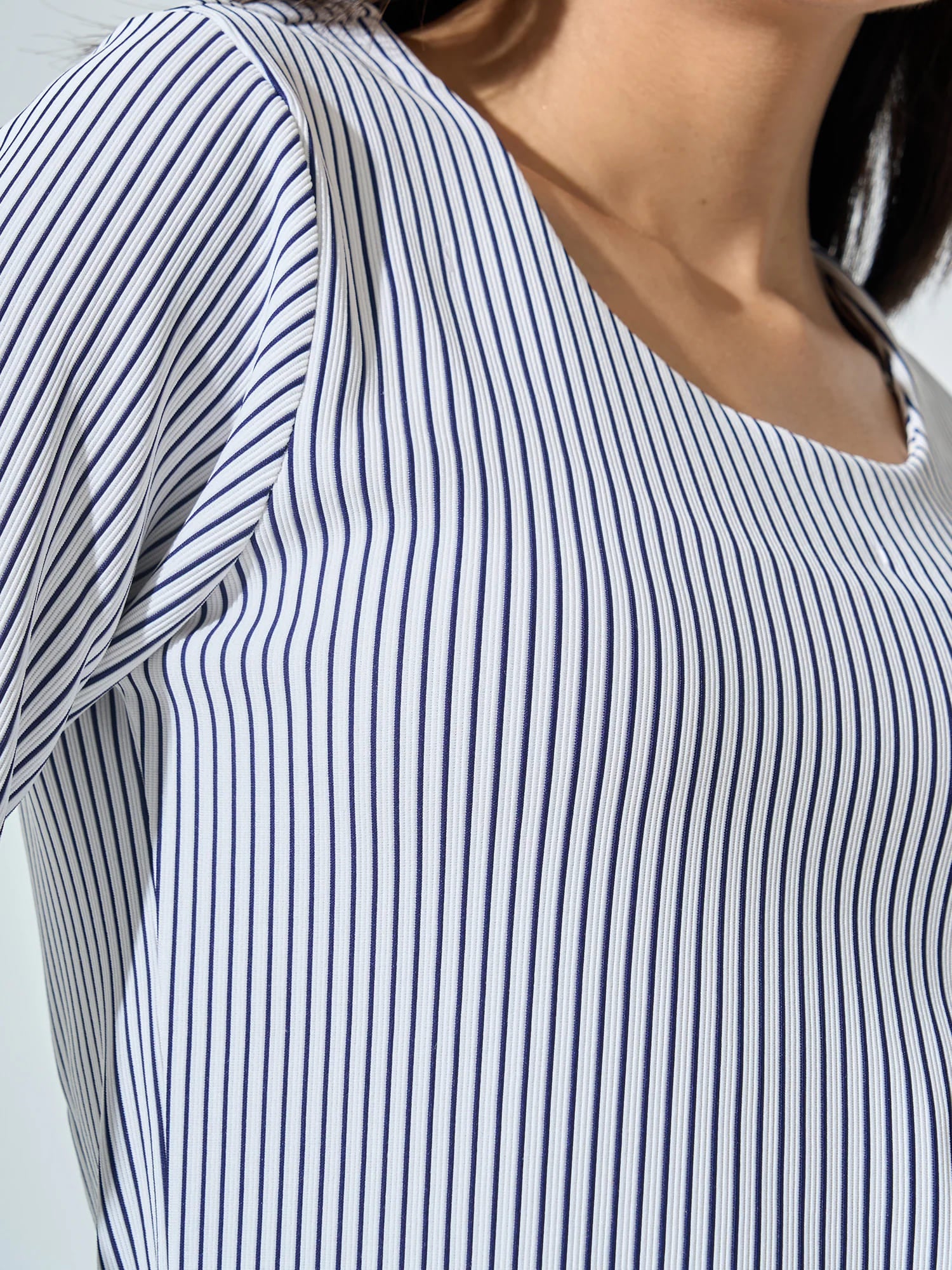 Nixie Scoop Neck Striped Top -Black & White