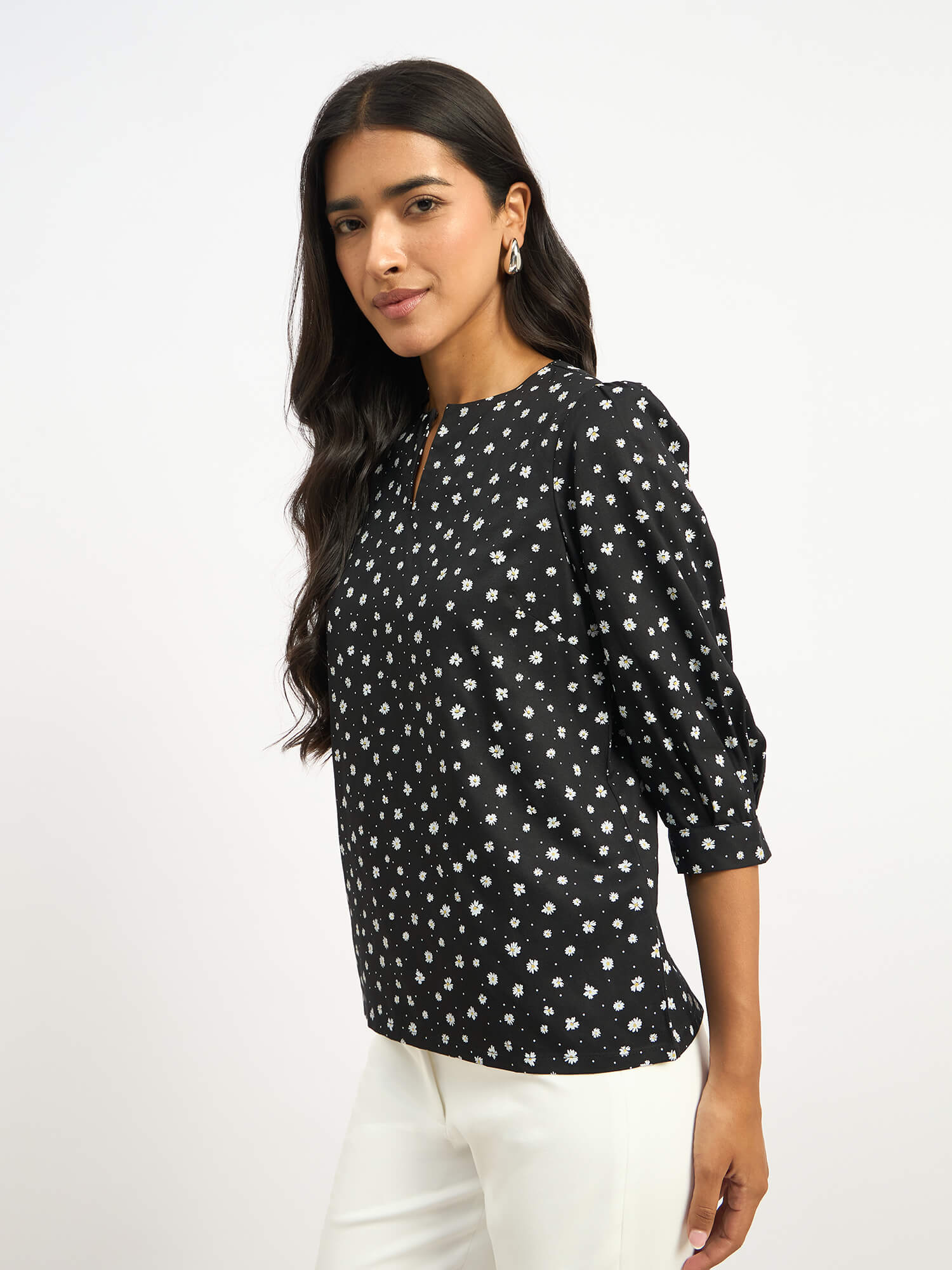 Gracie Puffed Sleeves Top - Black