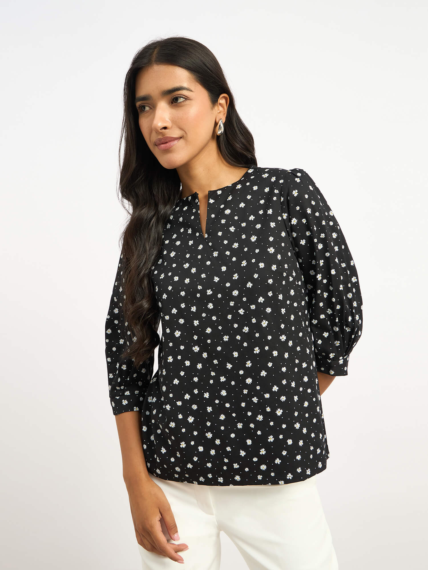 Gracie Puffed Sleeves Top - Black