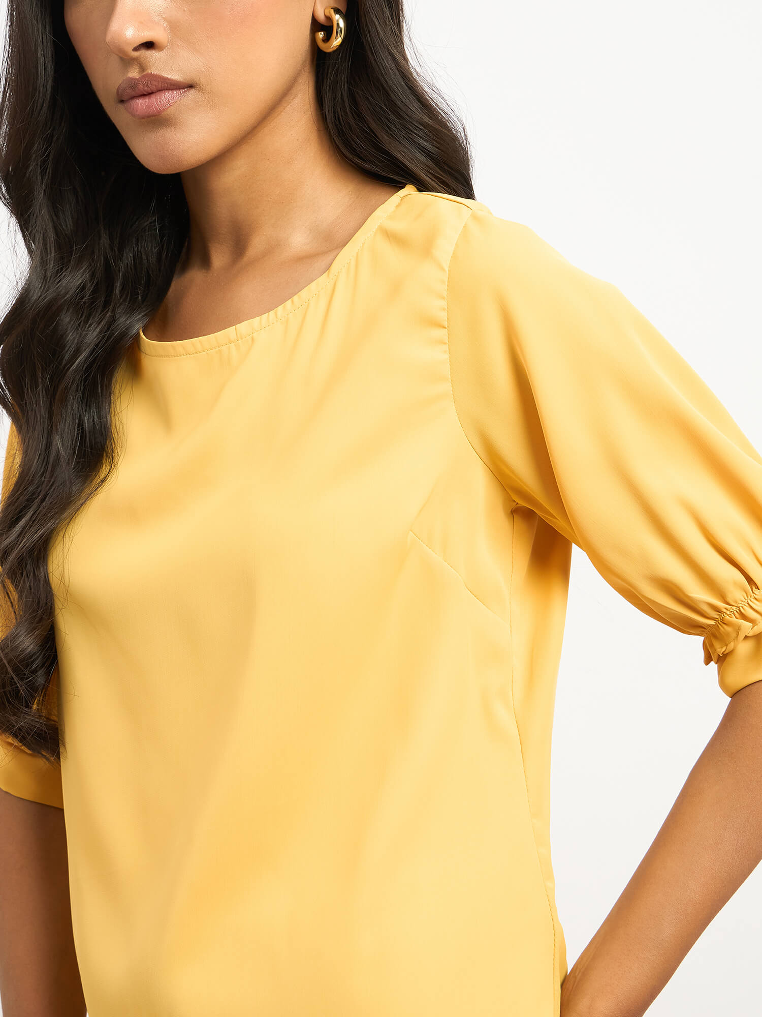 Arctic Mimosa Ruffle Sleeves Top - Yellow