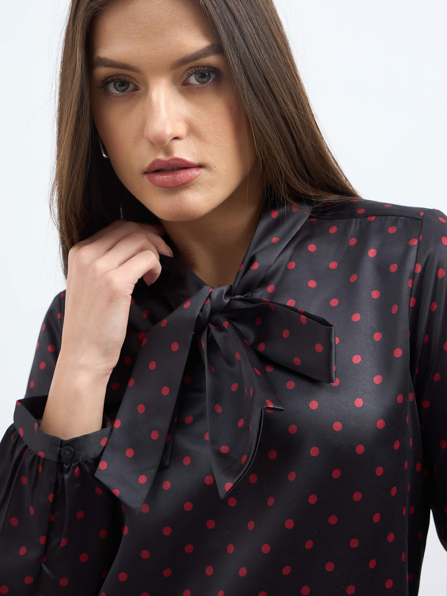 Pulse Neck Tie Top - Black & Red