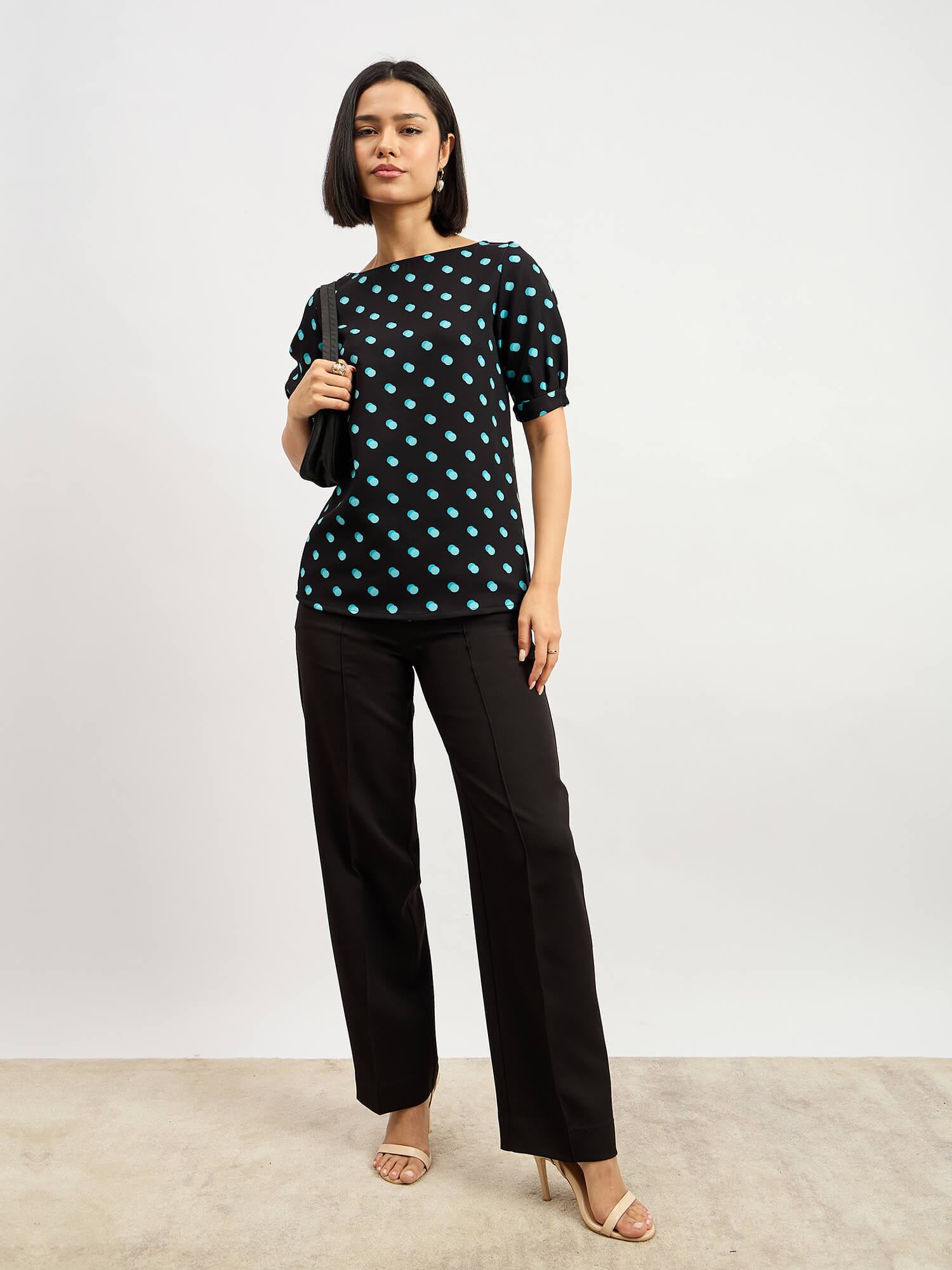 Pola Pleated Sleeve Top - Black - SALT Attire