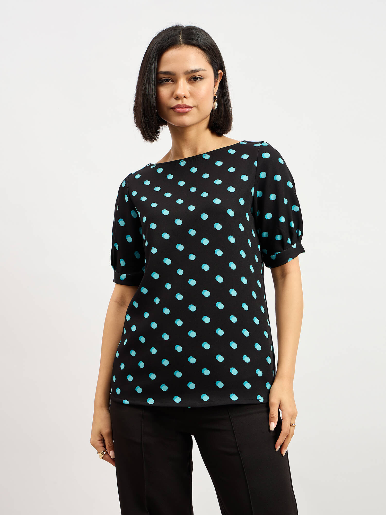 Pola Pleated Sleeve Top - Black - SALT Attire
