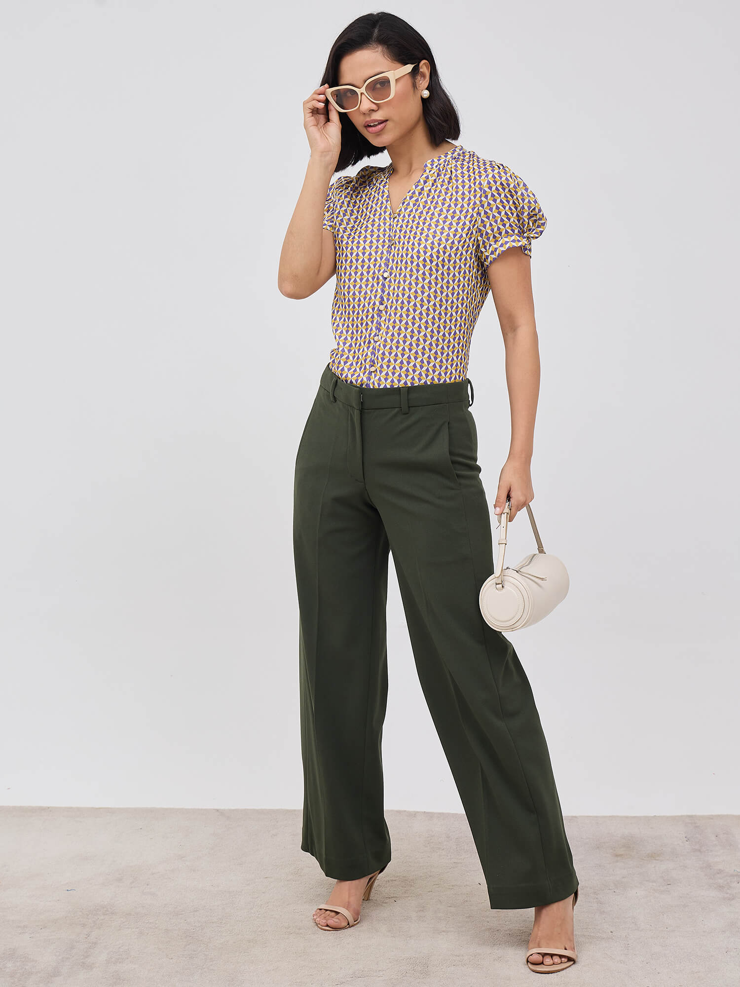 Cluster Embellished Puff Sleeve Top-Multi