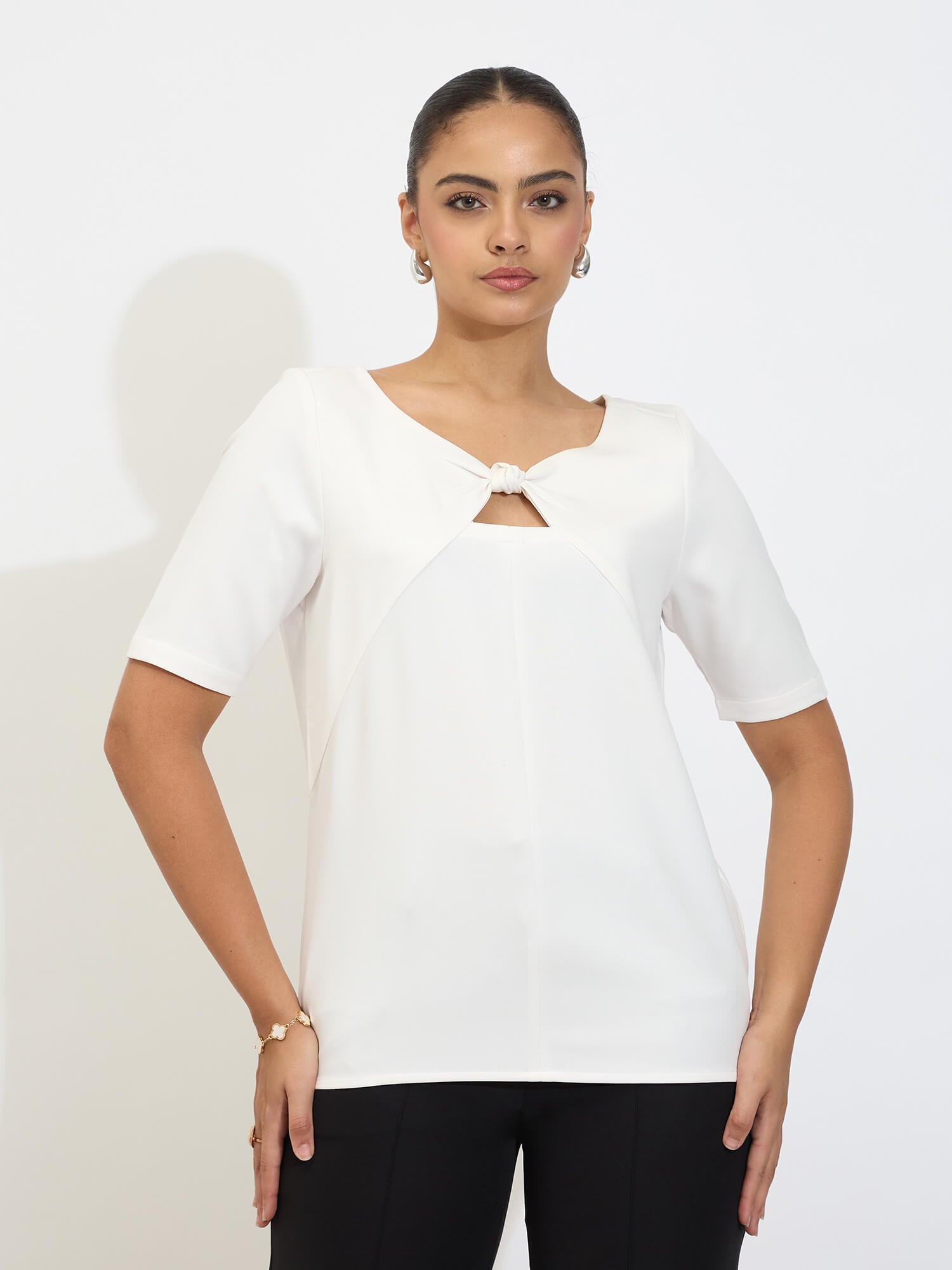 Robust Knot Detail Top-White - SALT Attire