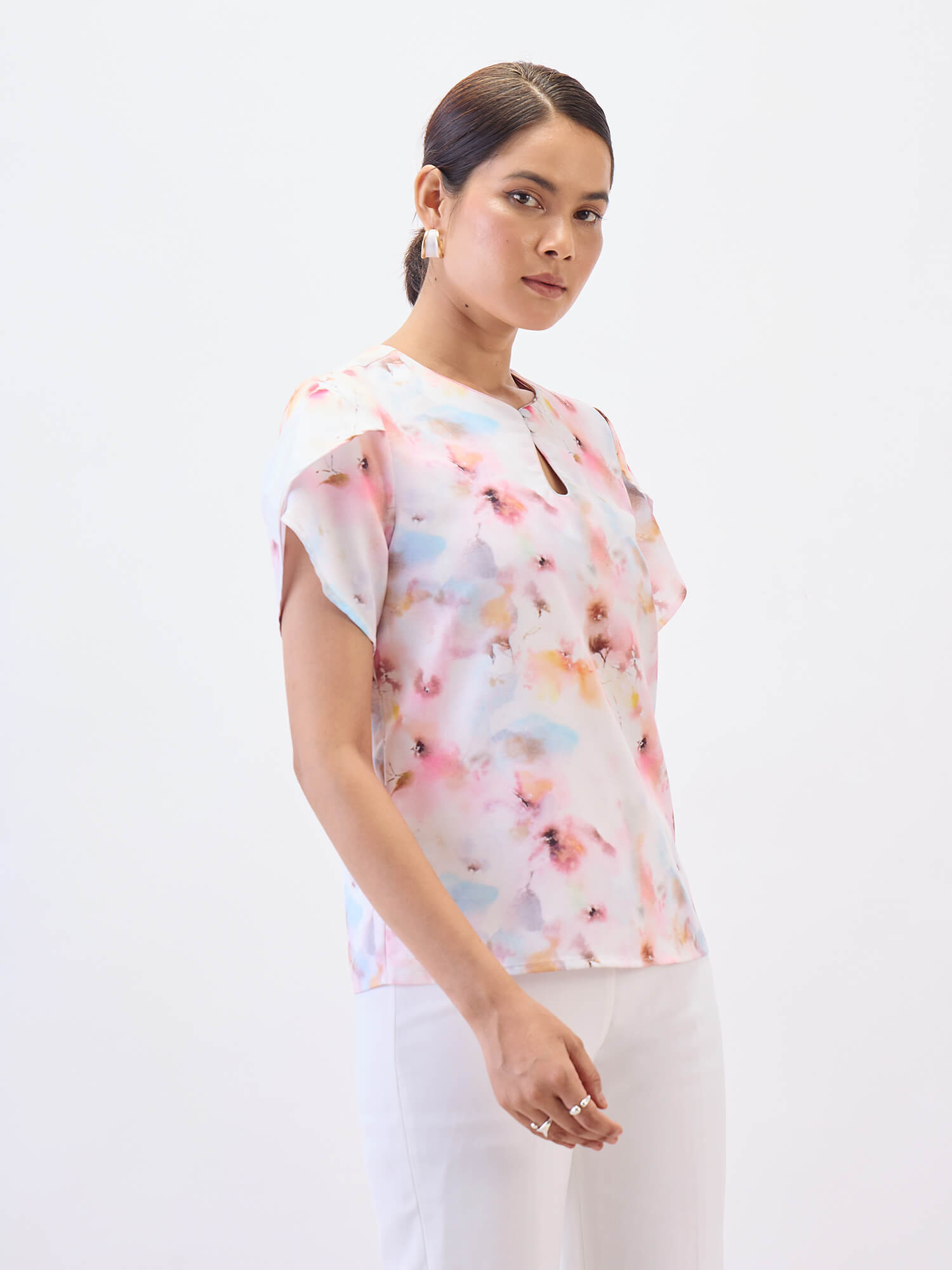 Briza Petal Sleeves Top-Multi