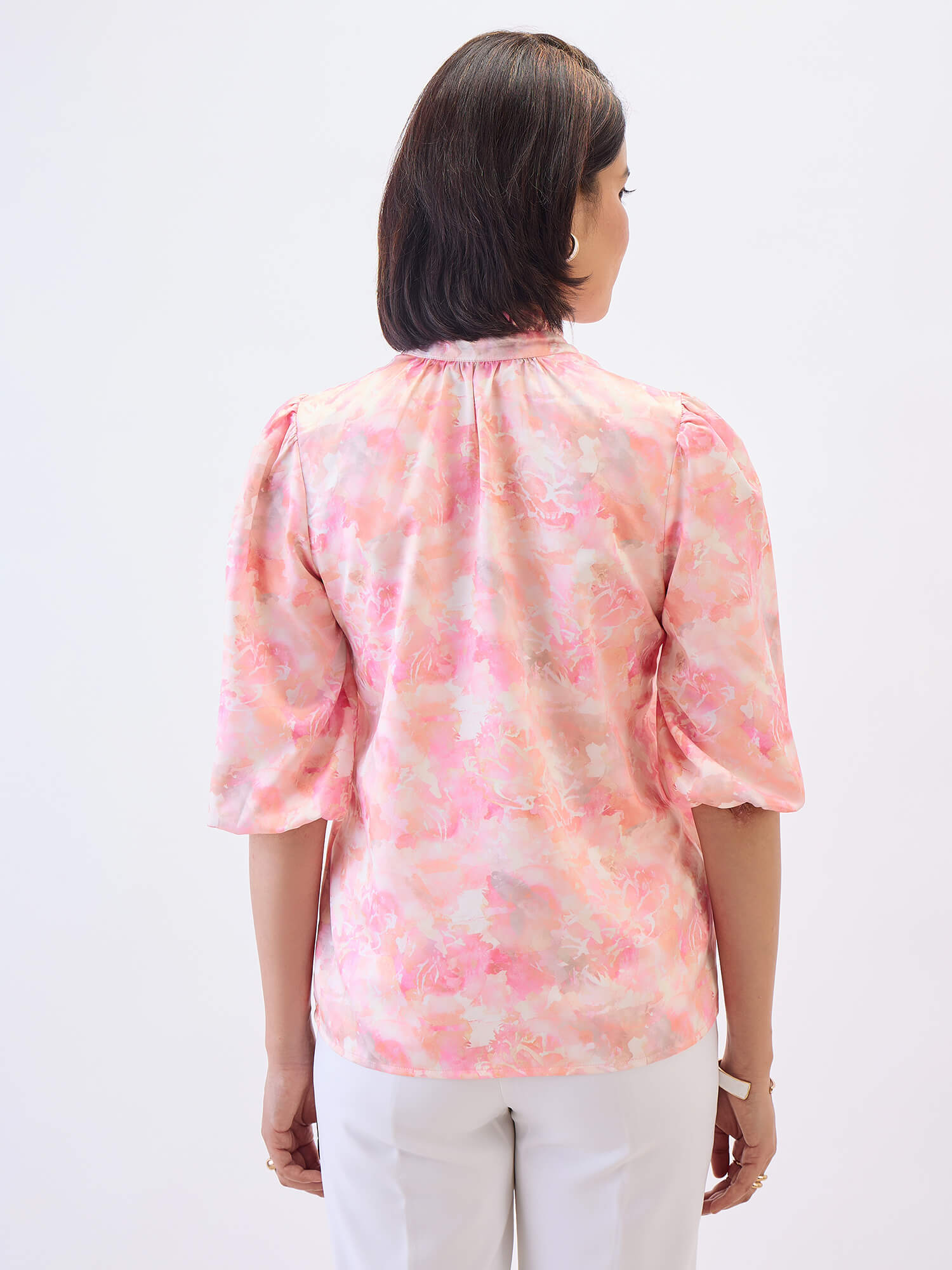 Zephyra Tie-up Ruffle Neck Top-Multi