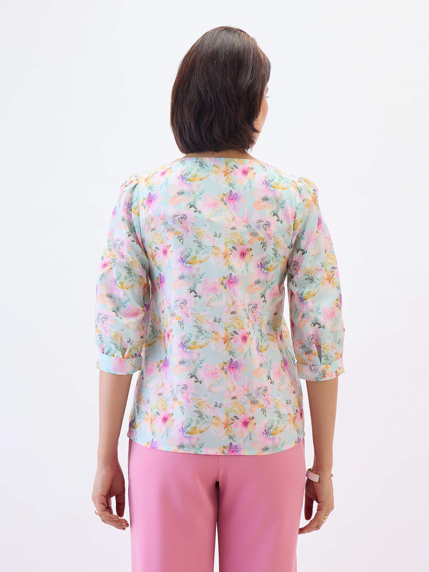 Gracie Puffed Sleeves Top-Multi