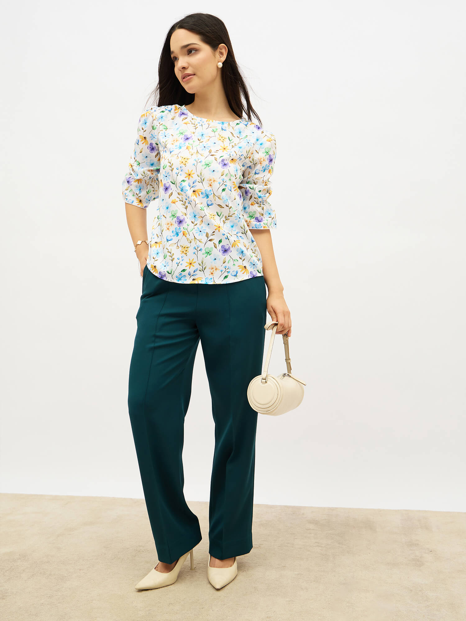 Abton Boat Neck Top-Multi