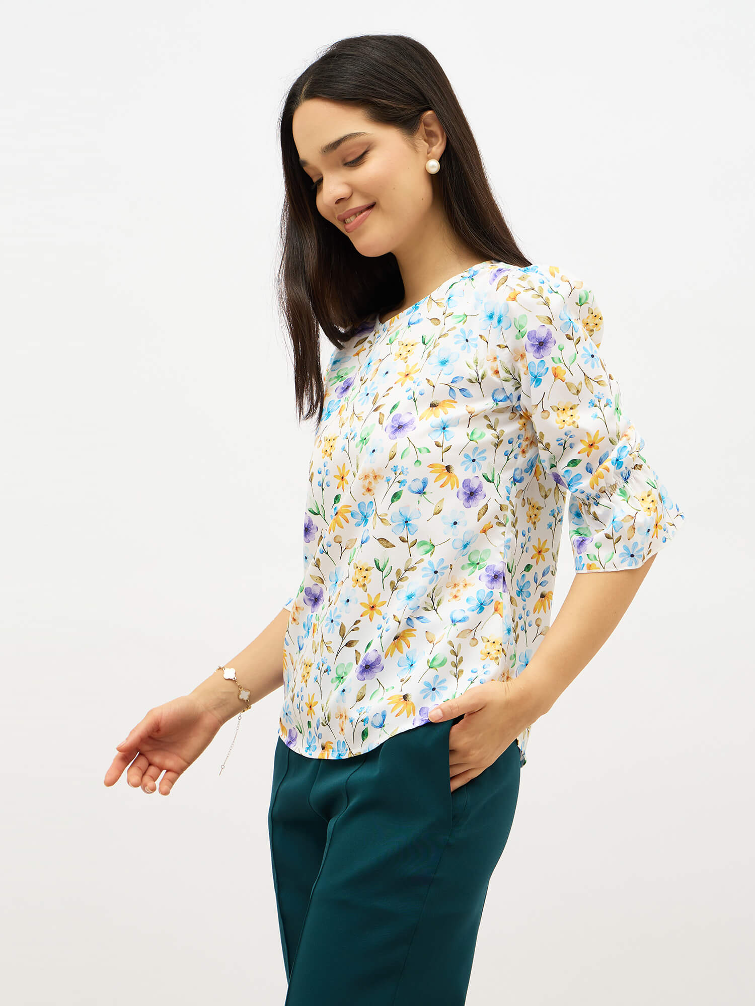 Abton Boat Neck Top-Multi
