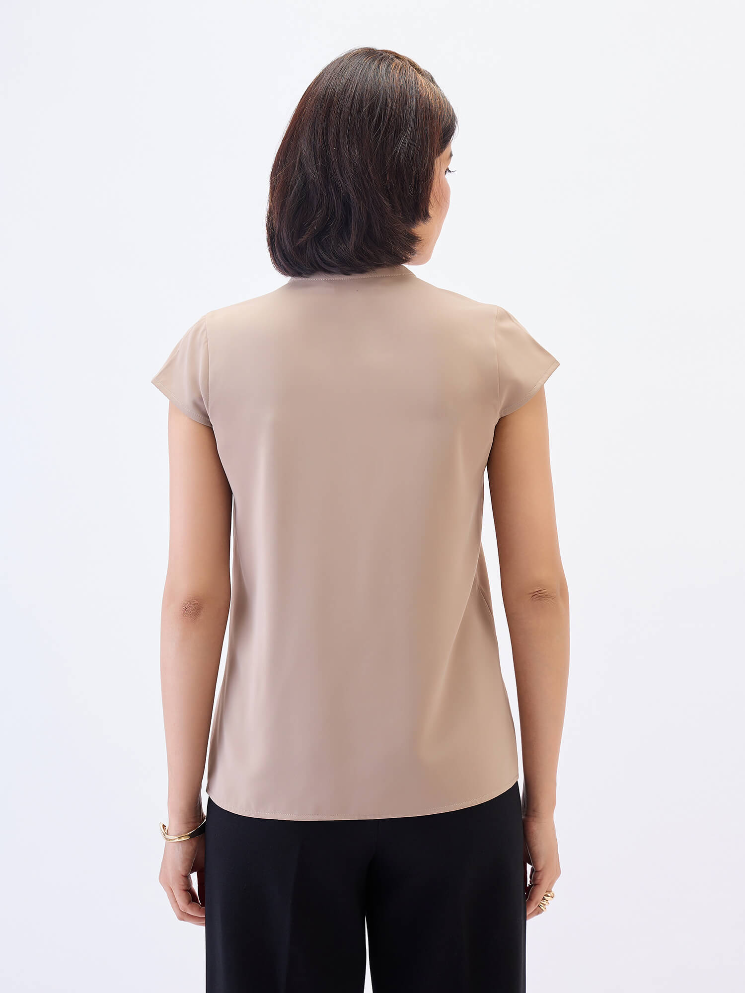 Helix Front Pintuck Detail Top-Beige